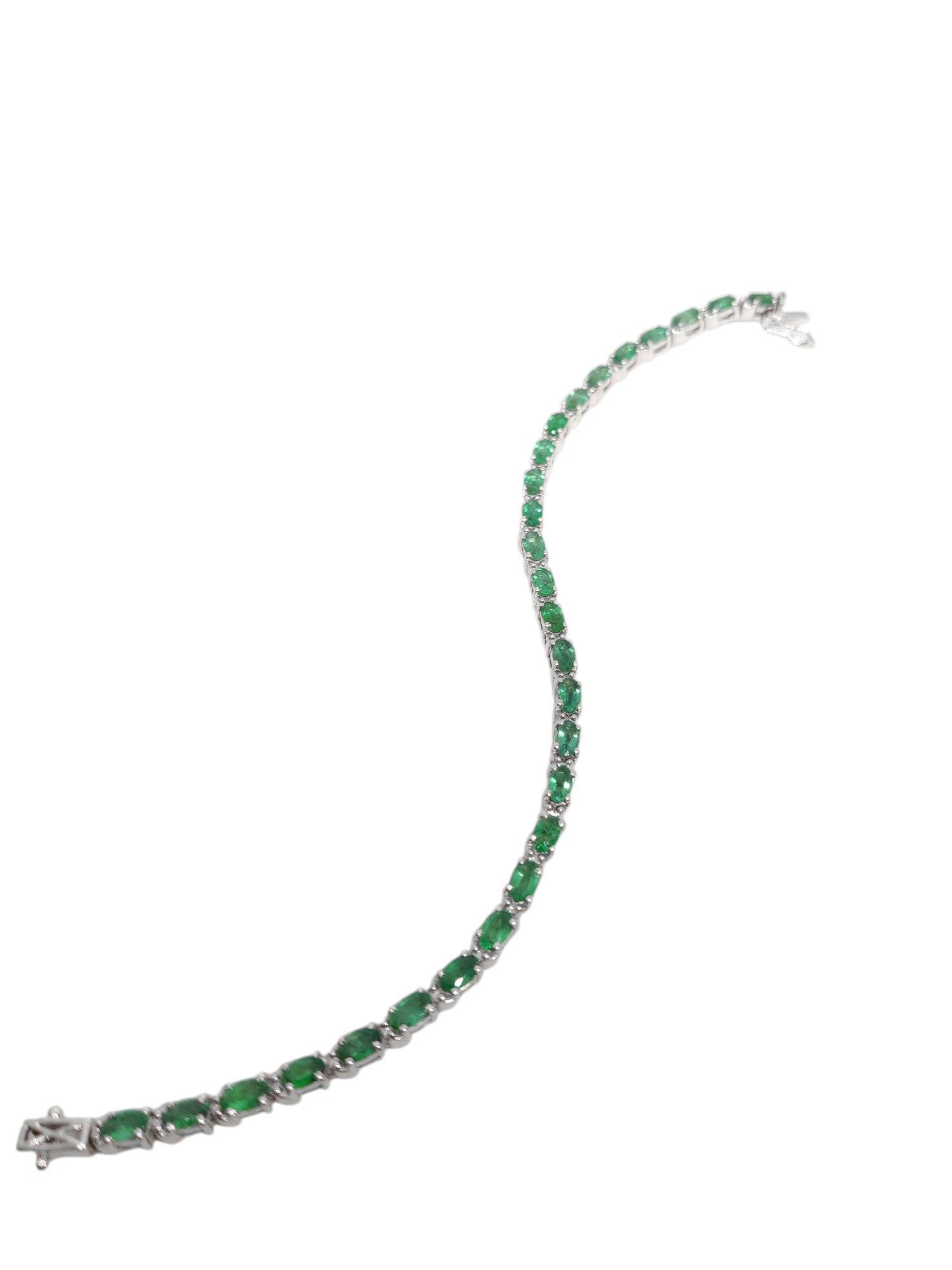 Sterling Silver Genuine Emerald Bracelet Natural Emerald Bracelet 3x5 mm Oval Emerald Bracelet May Birthstone Bracelet Green Emerald Jewelry