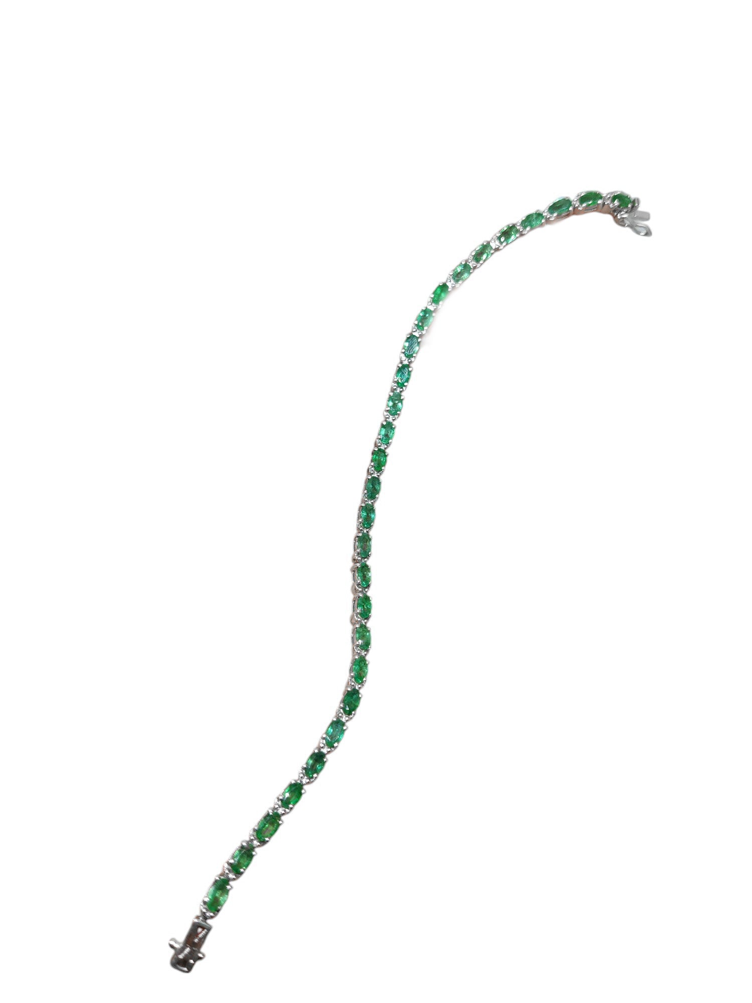 Sterling Silver Genuine Emerald Bracelet Natural Emerald Bracelet 3x5 mm Oval Emerald Bracelet May Birthstone Bracelet Green Emerald Jewelry