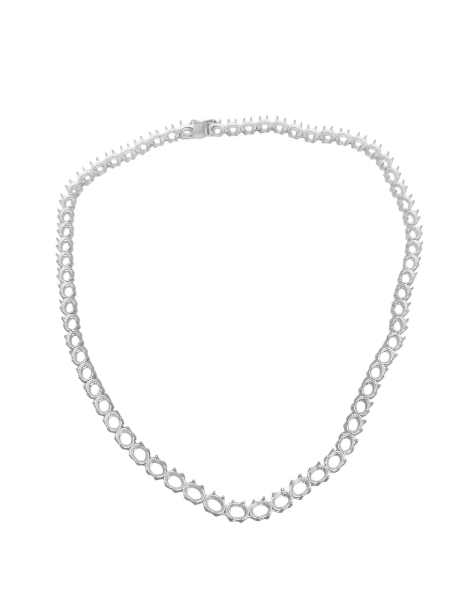 Tennis Chain Silver 4x6,5x7,6x8,7x9 mm Oval Tennis Chain Mounts 925 Silver Oval Tennis Necklace Blank Mounts Oval Necklace Blanks Setting
