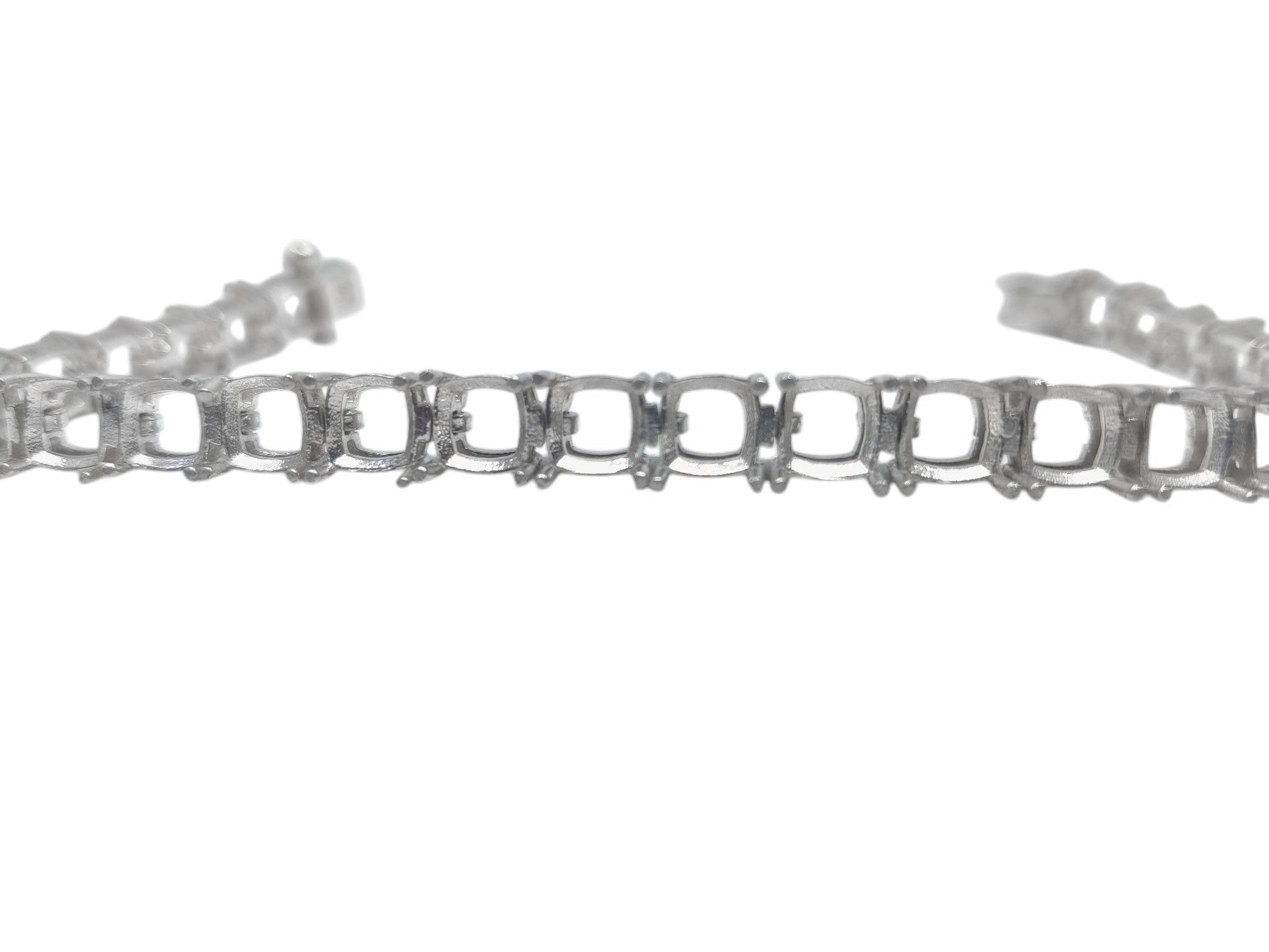 925 Silver Cushion Semi Mount Bracelet Blank 4-7 mm Cushion Bracelet Mounting Cushion Bracelet Blanks Cushion Mounting