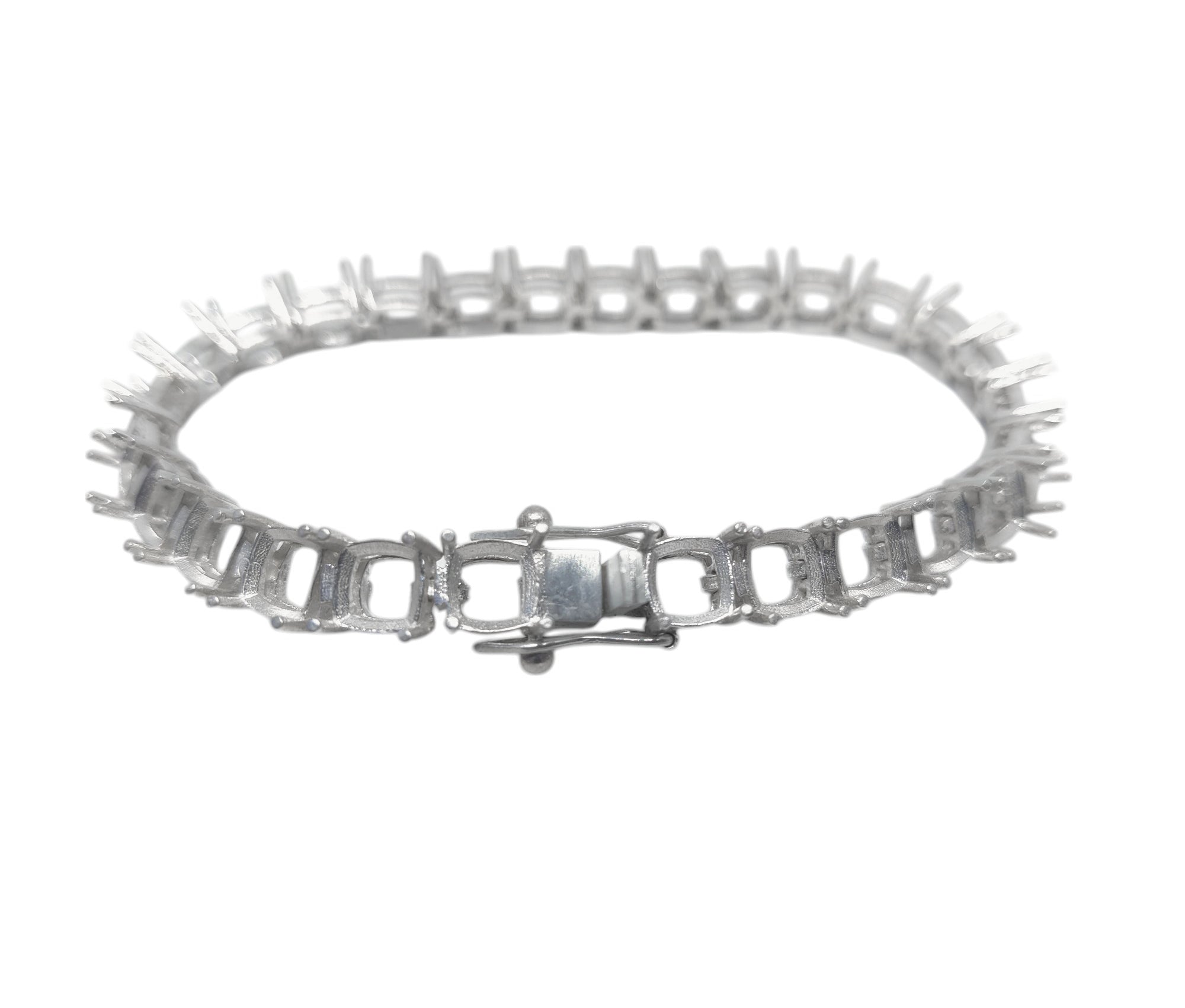 925 Silver Cushion Semi Mount Bracelet Blank 4-7 mm Cushion Bracelet Mounting Cushion Bracelet Blanks Cushion Mounting