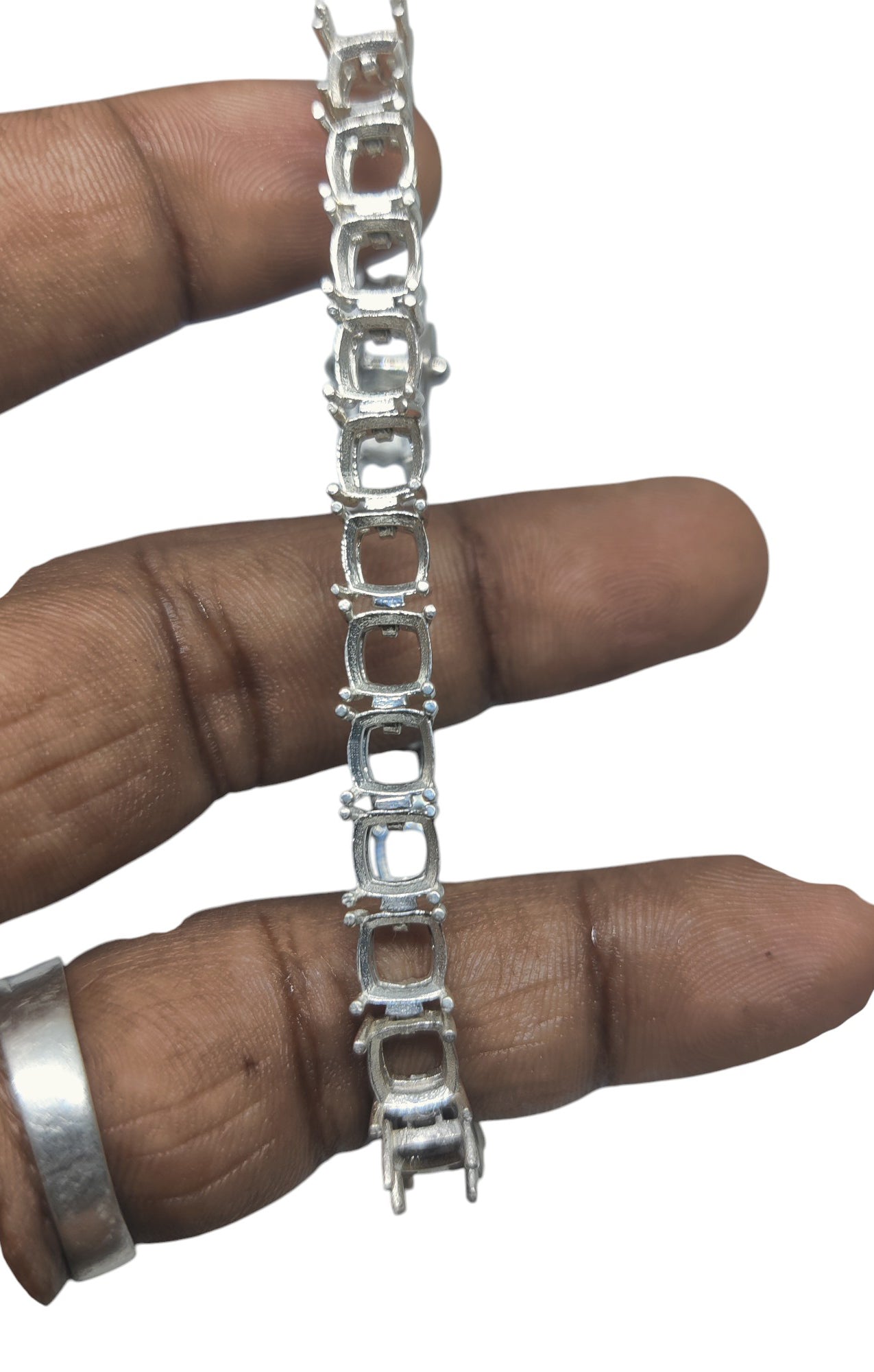 925 Silver Cushion Semi Mount Bracelet Blank 4-7 mm Cushion Bracelet Mounting Cushion Bracelet Blanks Cushion Mounting