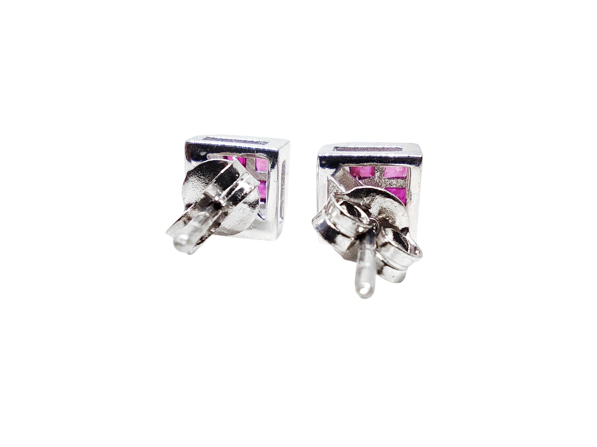 Silver Ruby Diamond Earring 0.80 Ct Ruby Stud Earrings Natural Ruby July Birthstone Earrings Ruby Diamond Stud Earrings For Her