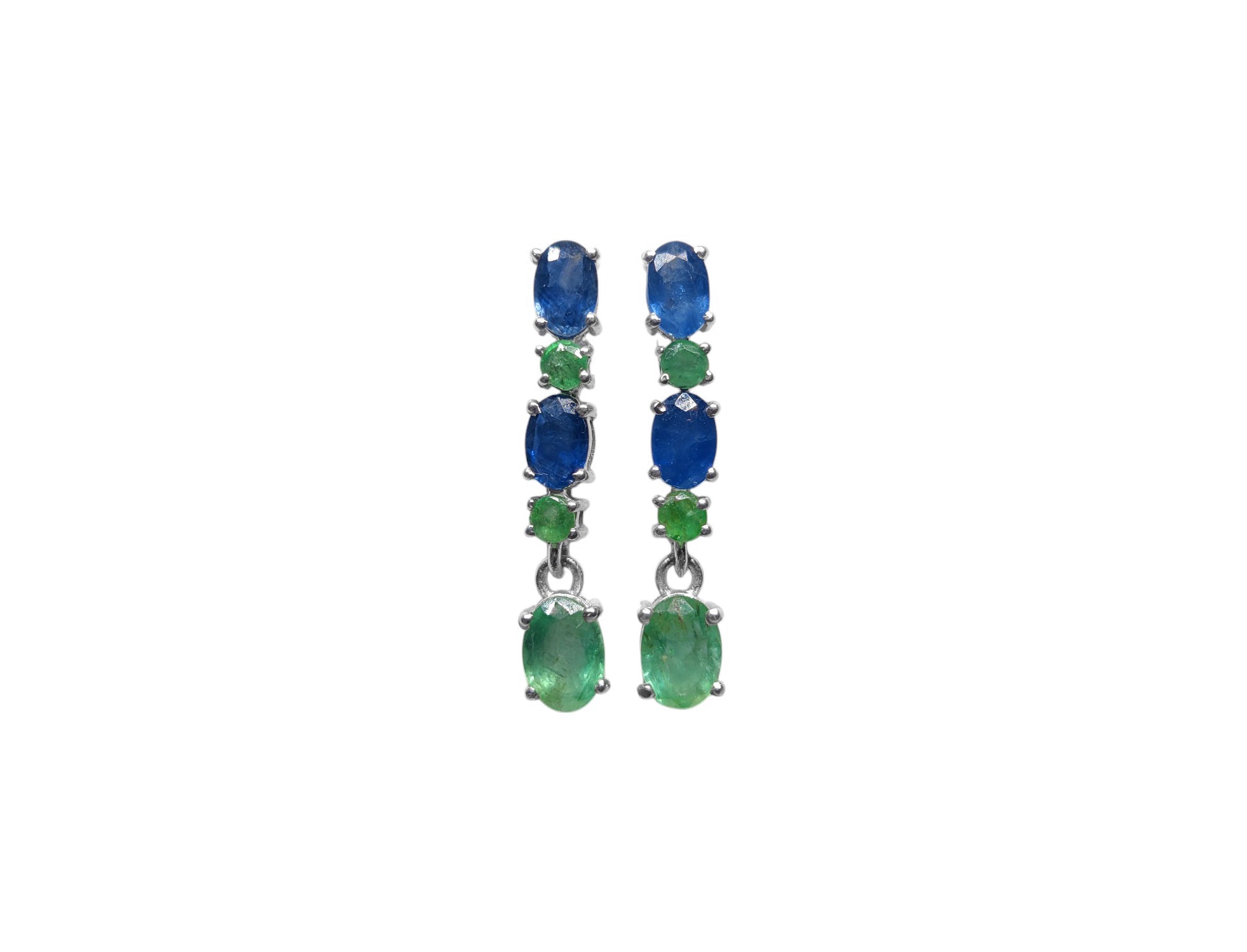 Natural Emerald Sapphire Drop Earrings 925 Silver Sapphire Emerald Bridal Earrings May September Birthstone Earrings Bridal Birthstone