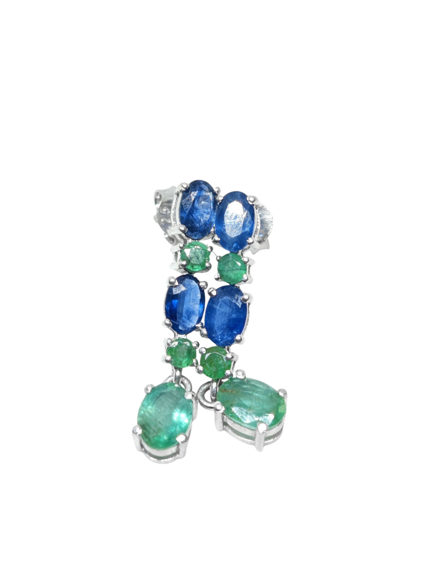 Natural Emerald Sapphire Drop Earrings 925 Silver Sapphire Emerald Bridal Earrings May September Birthstone Earrings Bridal Birthstone