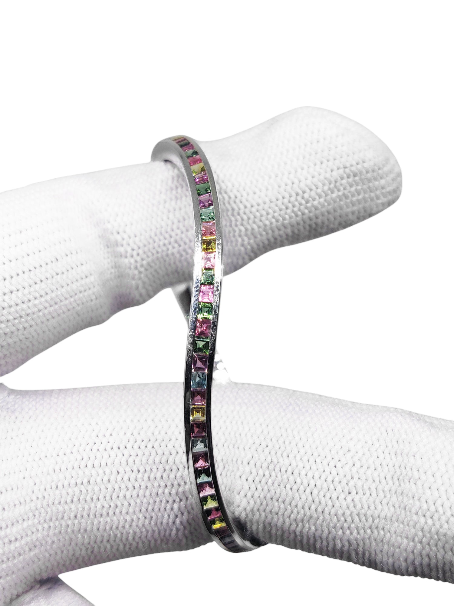 Natural Multi Tourmaline Bangle 925 Silver Multi Tourmaline Bangle Bracelet Multi Color Gemstone Bangle Multi Color Tourmaline Bangles