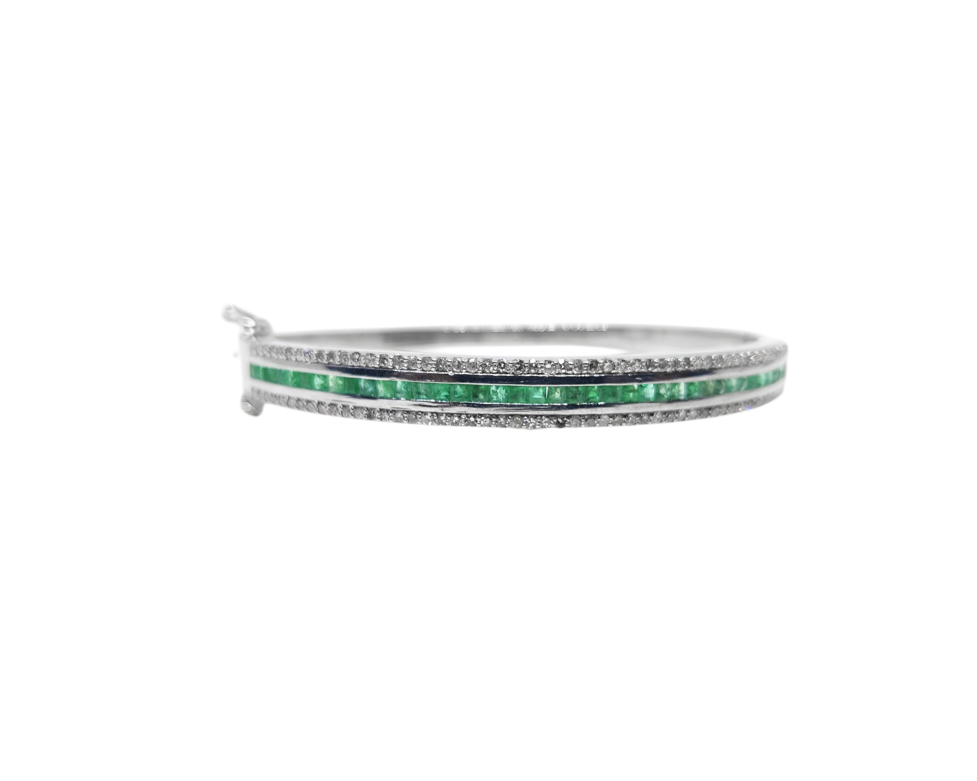 Silver Emerald Diamond Bangle Bracelet Natural Emerald Bangle High Quality Emerald Diamond Bracelet 925 Sterling Silver Emerald Bracelet