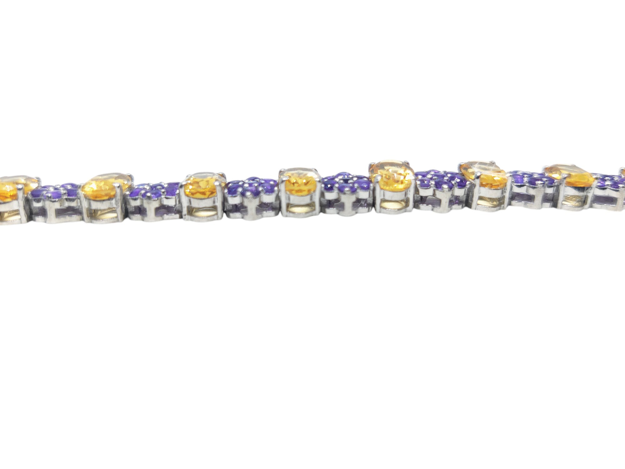Silver Citrine Amethyst Bracelet Amethyst Flower Bracelet Bridal Designer Bracelet Yellow Purple Bracelet November February Birthstone