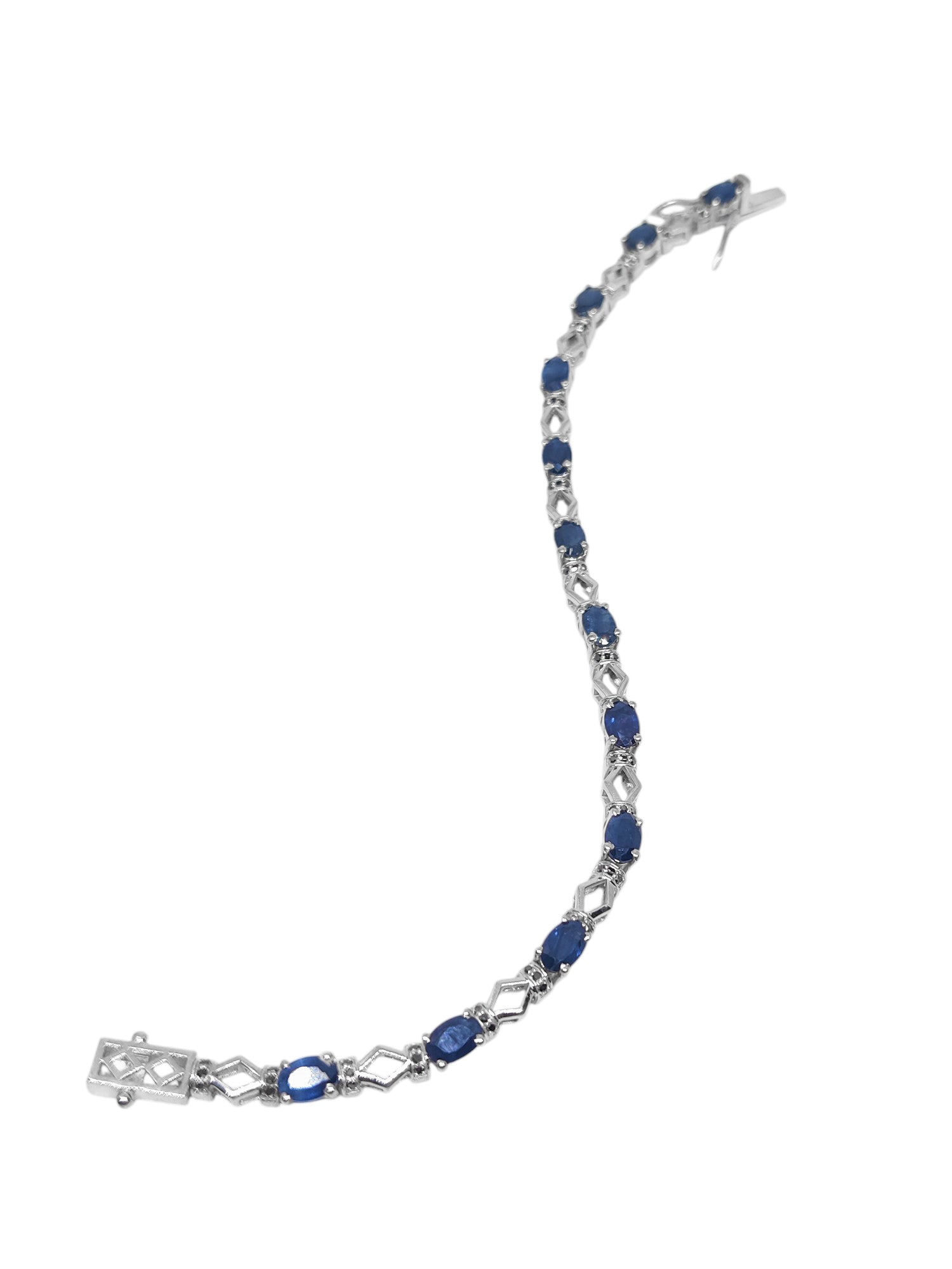 Blue Sapphire Diamond Bracelet 925 Silver Sapphire Bridal Bracelet Black Diamond Bracelet Bridal Sapphire Bracelet September Birthstone