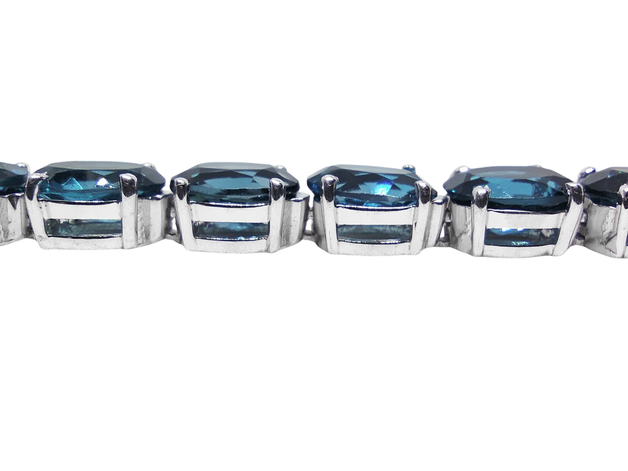 Natural London Blue Topaz Bracelet 925 Silver London Topaz Tennis Bracelet Men 7x9 mm Oval Blue Topaz Tennis Bracelet November Birthstone