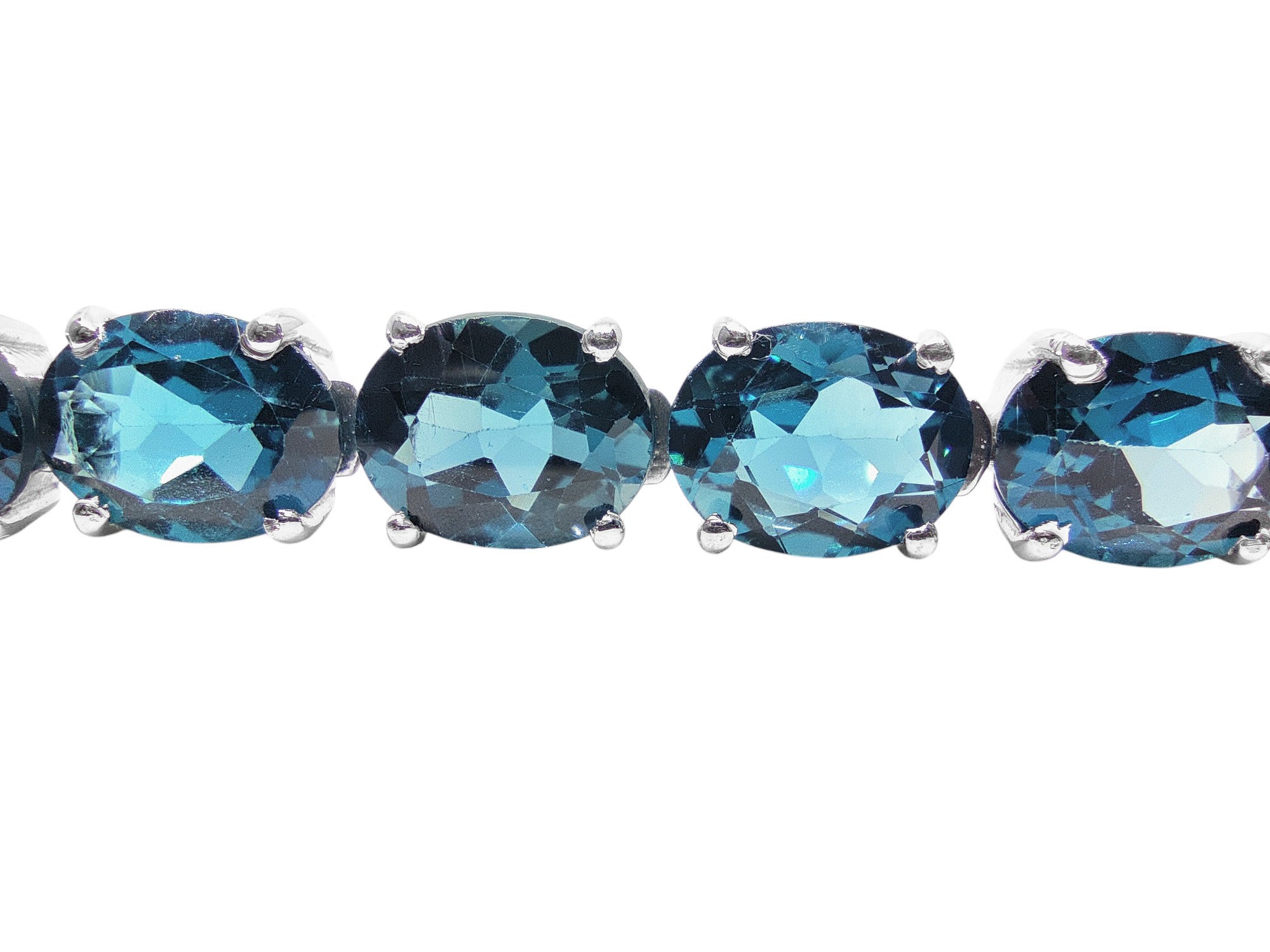 Natural London Blue Topaz Bracelet 925 Silver London Topaz Tennis Bracelet Men 7x9 mm Oval Blue Topaz Tennis Bracelet November Birthstone