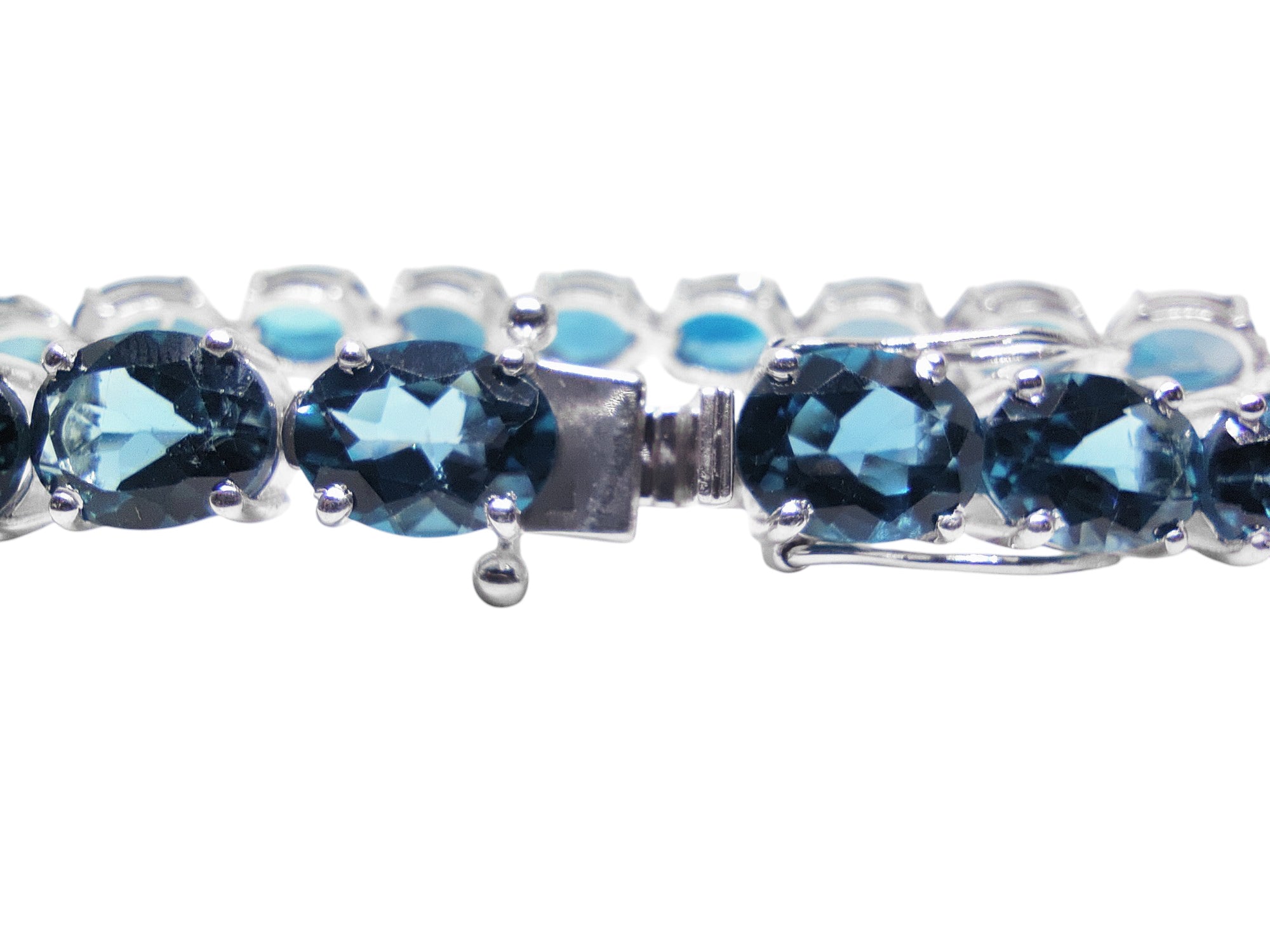 Natural London Blue Topaz Bracelet 925 Silver London Topaz Tennis Bracelet Men 7x9 mm Oval Blue Topaz Tennis Bracelet November Birthstone