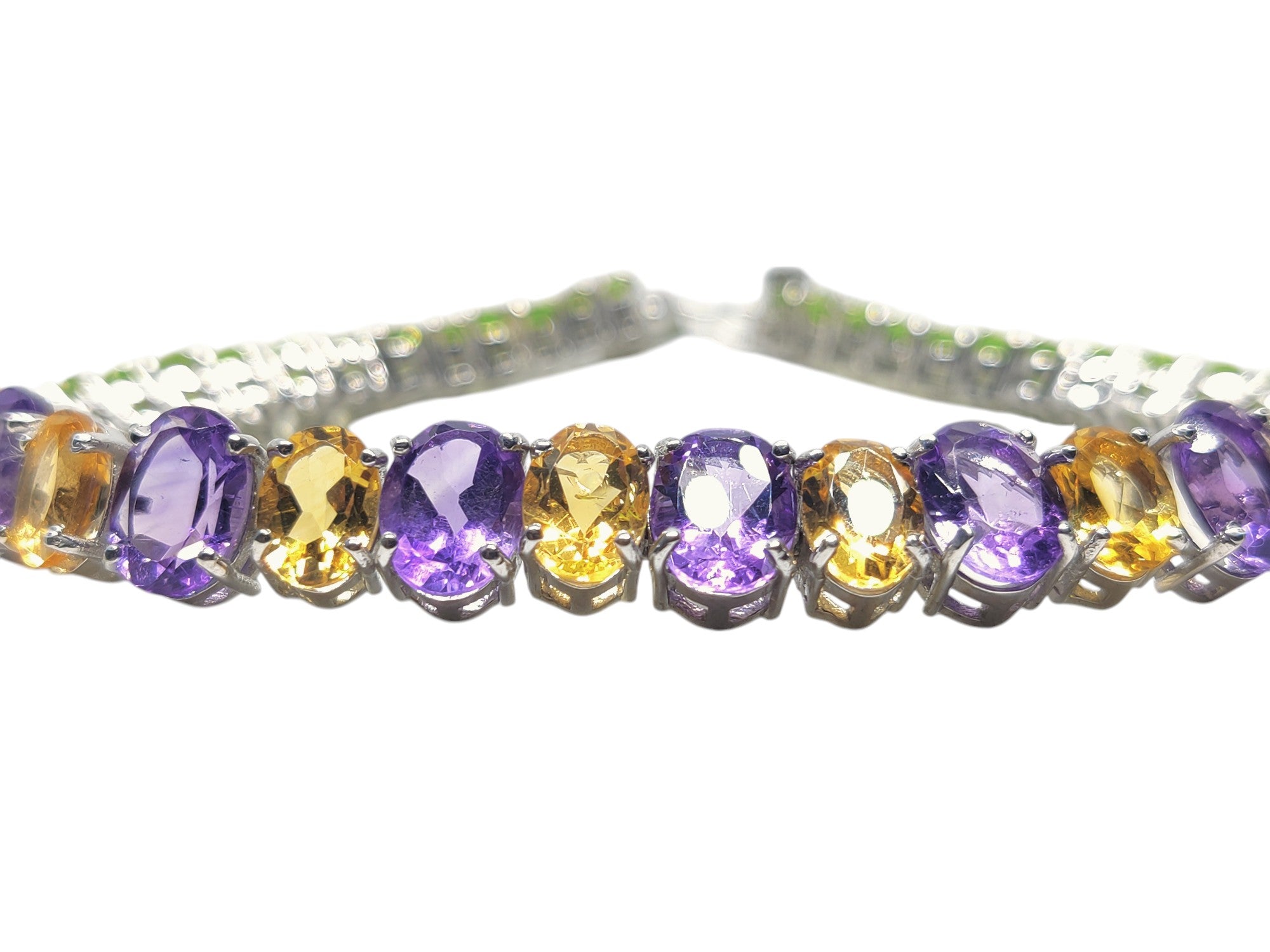 Silver Multistone Bracelet Citrine Amethyst Peridot Bracelet Natural Multi Gemstone Bracelet February November August Birthstone Bracelet