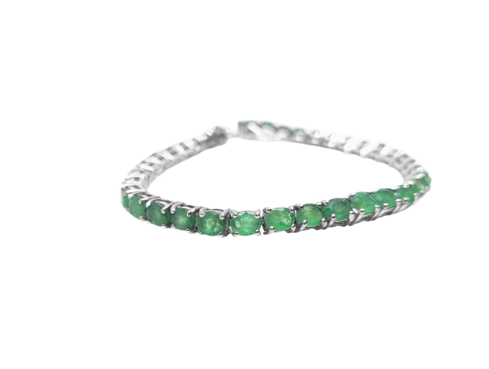 925 Silver Emerald Tennis Bracelet 4x5 mm Oval Emerald Birthstone Bracelet May Birthstone Bracelet Oval Emerald Bracelet Natural Emerald