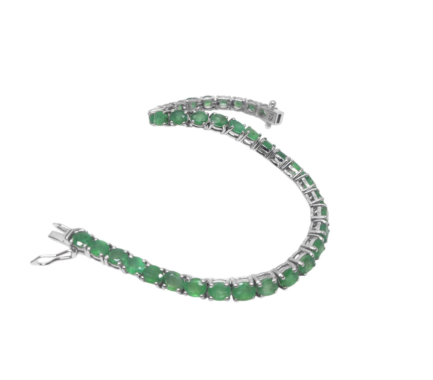 925 Silver Emerald Tennis Bracelet 4x5 mm Oval Emerald Birthstone Bracelet May Birthstone Bracelet Oval Emerald Bracelet Natural Emerald