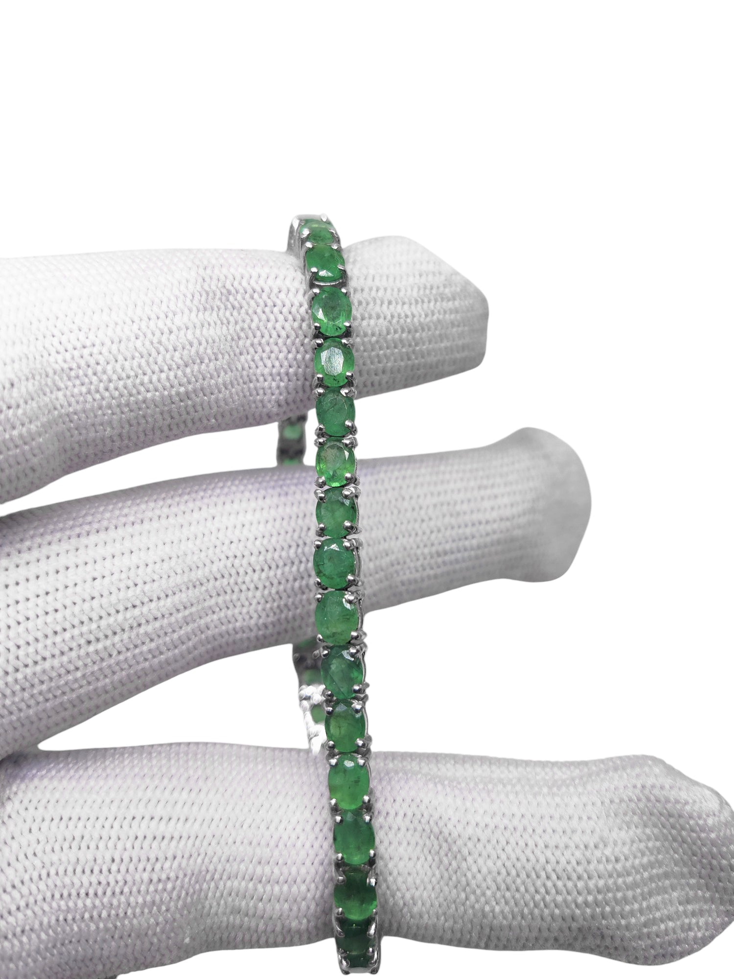 925 Silver Emerald Tennis Bracelet 4x5 mm Oval Emerald Birthstone Bracelet May Birthstone Bracelet Oval Emerald Bracelet Natural Emerald