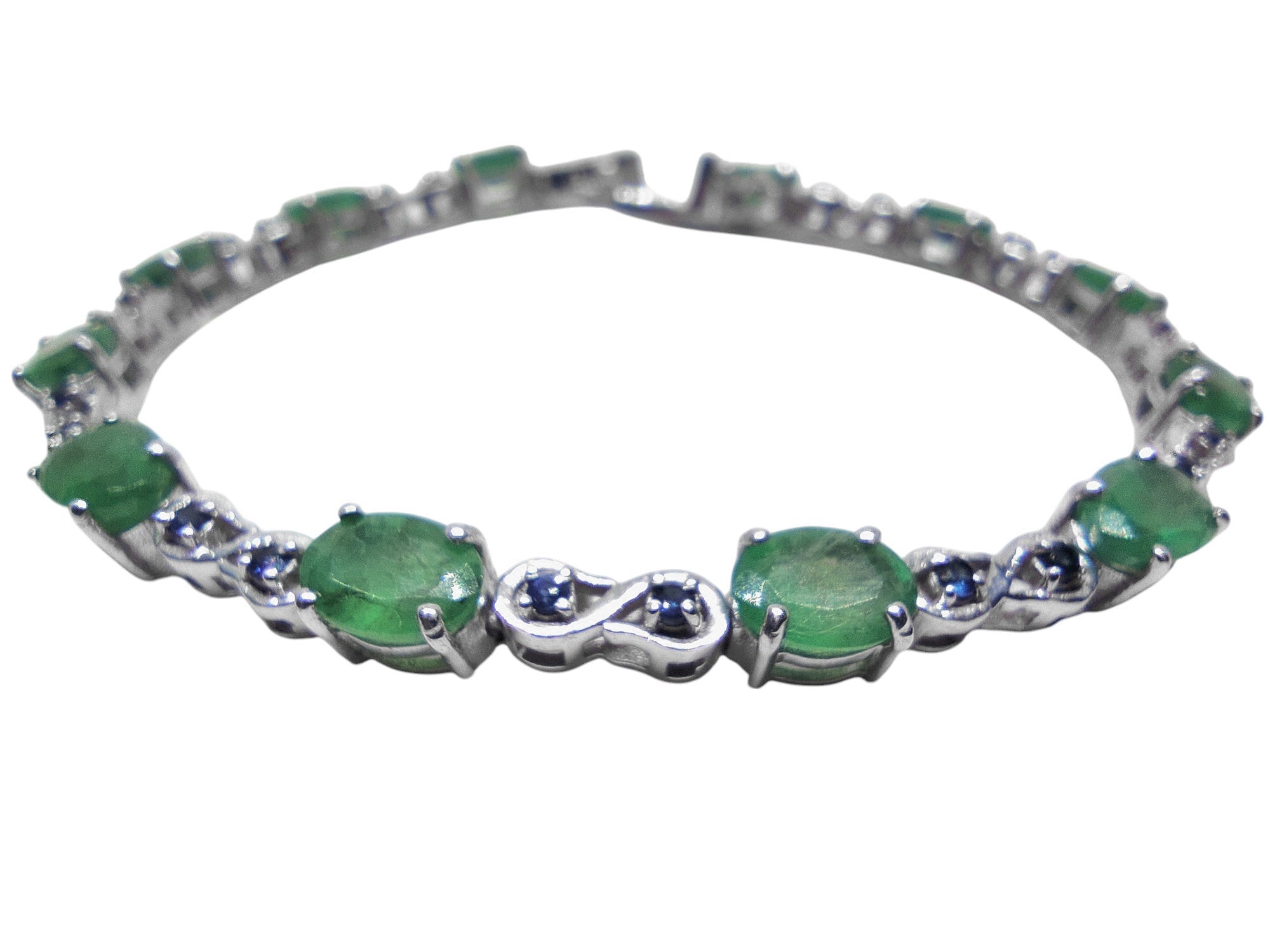 Emerald Sapphire Bridal Bracelet 925 Silver Emerald Bracelet Natural Emerald Bracelet May Septemeber Birthstone Bracelet For Her