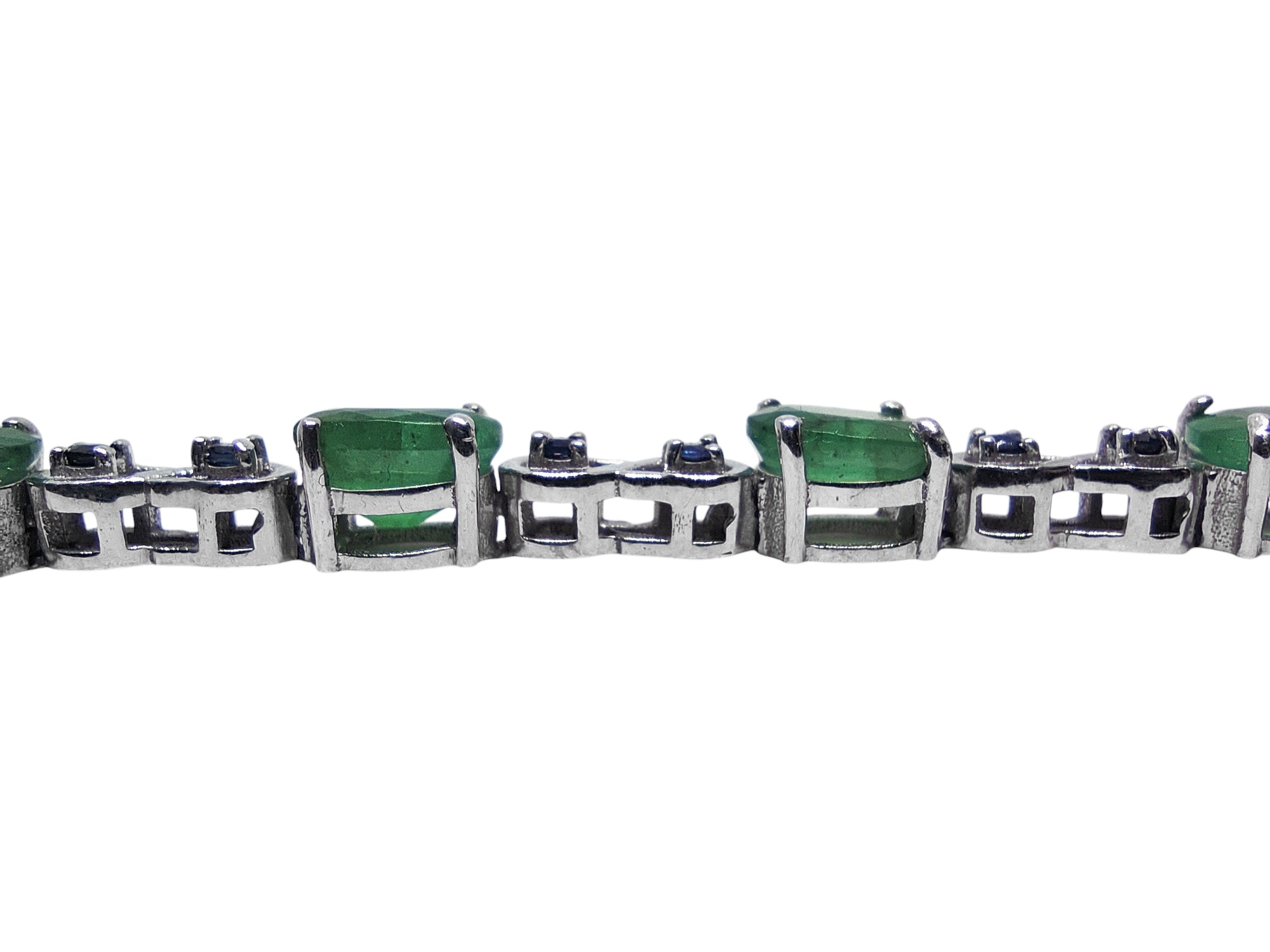 Emerald Sapphire Bridal Bracelet 925 Silver Emerald Bracelet Natural Emerald Bracelet May Septemeber Birthstone Bracelet For Her