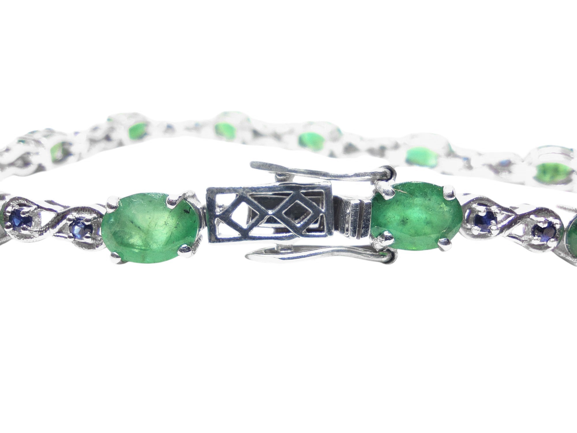 Emerald Sapphire Bridal Bracelet 925 Silver Emerald Bracelet Natural Emerald Bracelet May Septemeber Birthstone Bracelet For Her