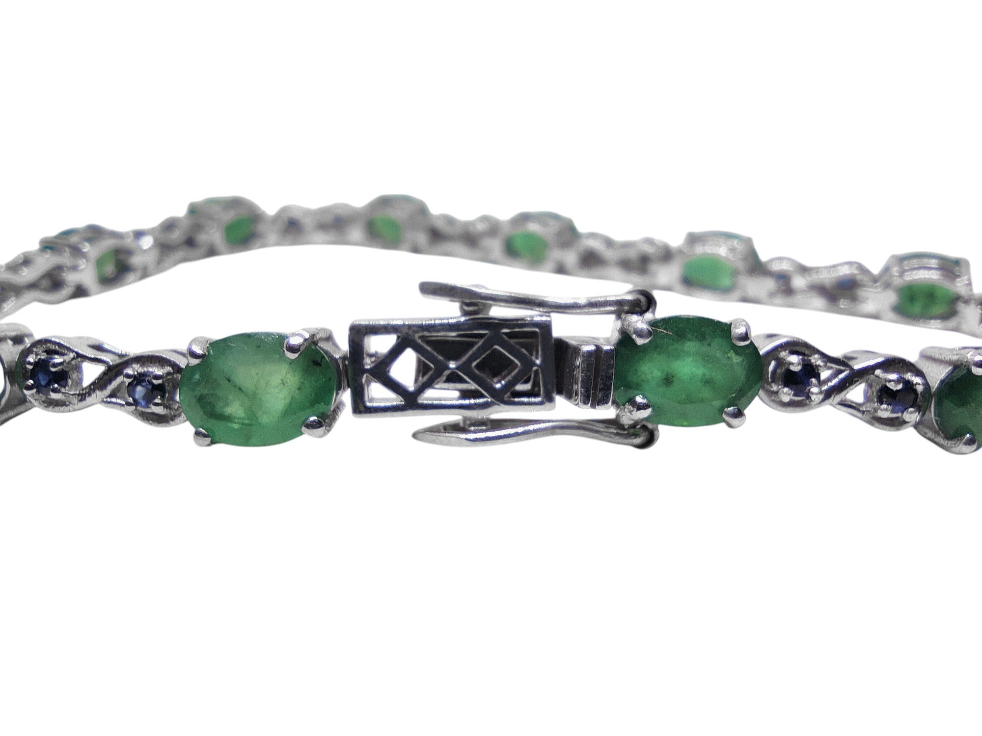 Emerald Sapphire Bridal Bracelet 925 Silver Emerald Bracelet Natural Emerald Bracelet May Septemeber Birthstone Bracelet For Her