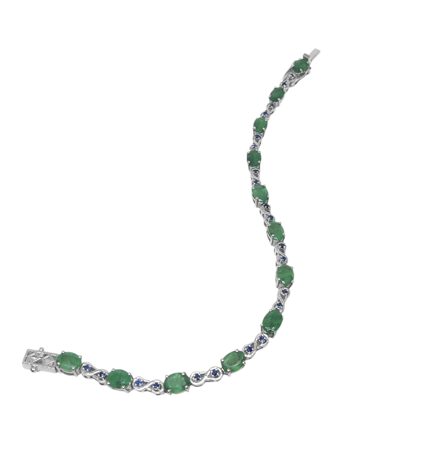 Emerald Sapphire Bridal Bracelet 925 Silver Emerald Bracelet Natural Emerald Bracelet May Septemeber Birthstone Bracelet For Her
