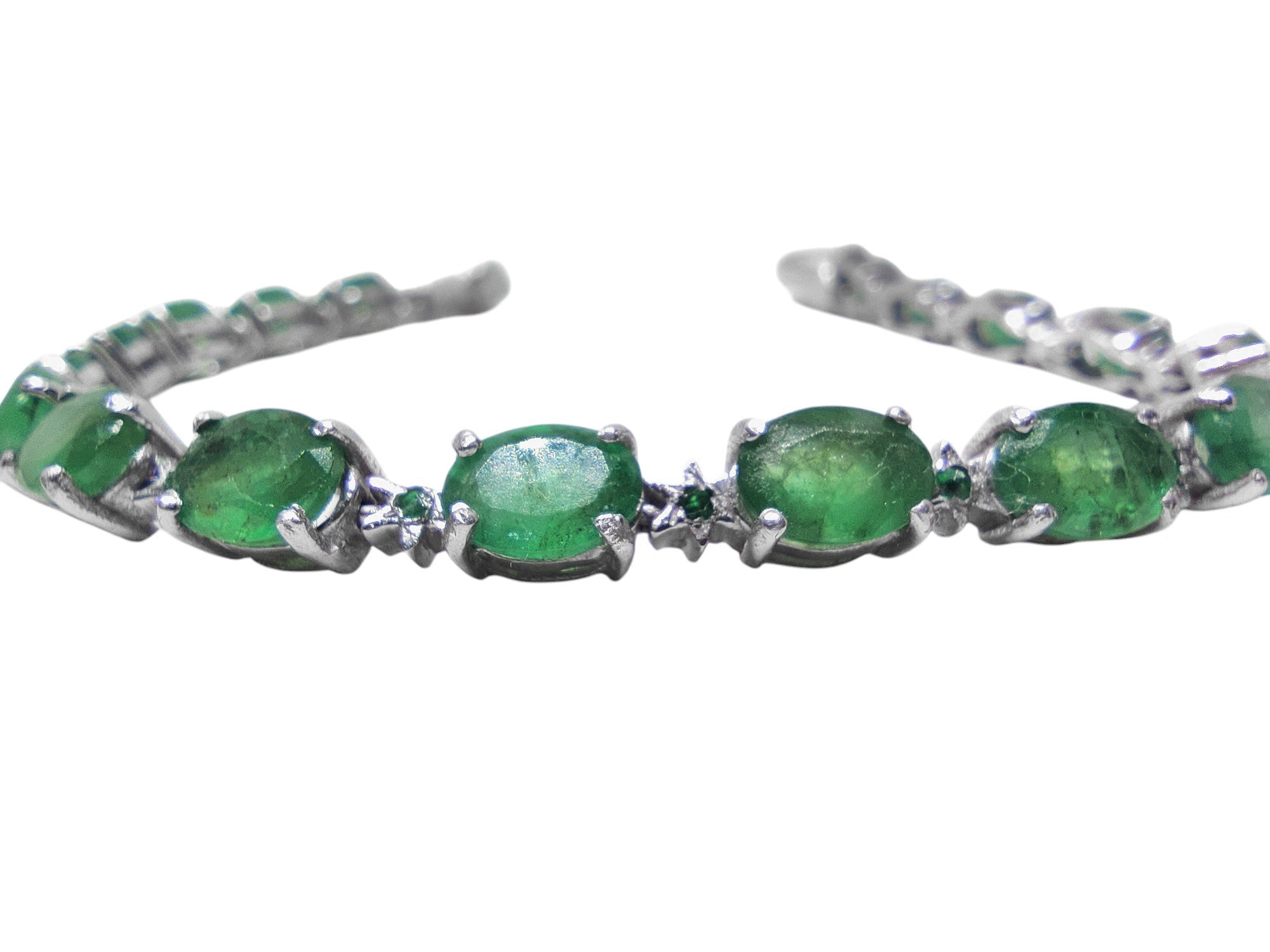 Natural Emerald Bracelet 925 Sterling Silver Emerald Star Bracelet Emerald Designer Bracelet May Birthstone Bracelet