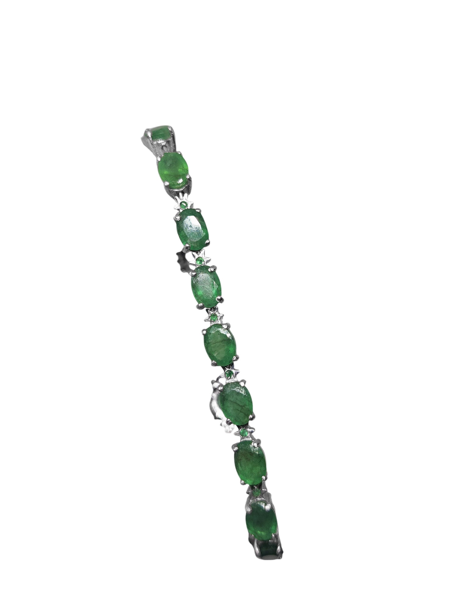 Natural Emerald Bracelet 925 Sterling Silver Emerald Star Bracelet Emerald Designer Bracelet May Birthstone Bracelet
