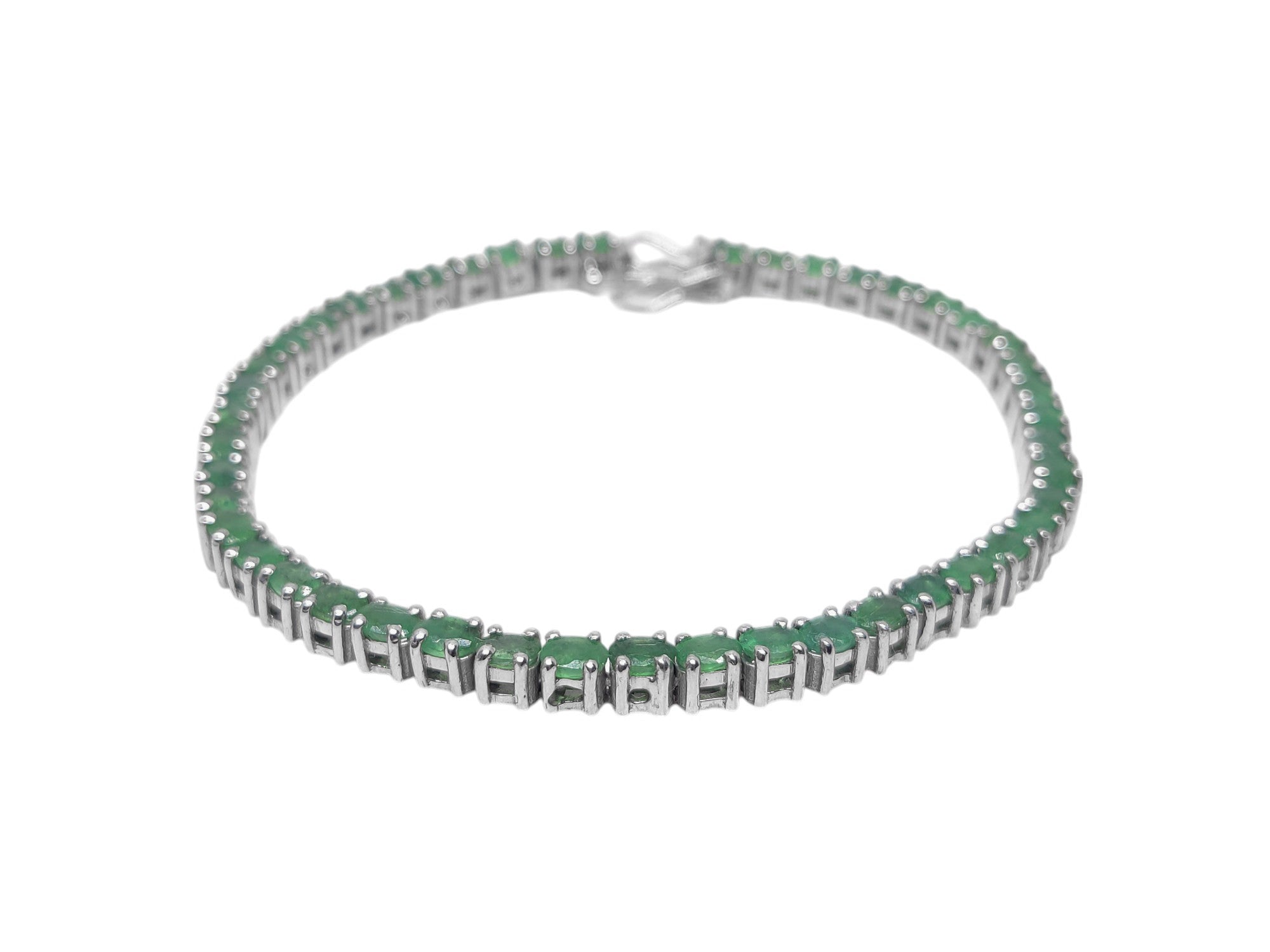 Sterling Silver Emerald Tennis Bracelet 3x4 mm Oval Emerald Birthstone Bracelet May Birthstone Bracelet Oval Emerald Bracelet Natural Emerald