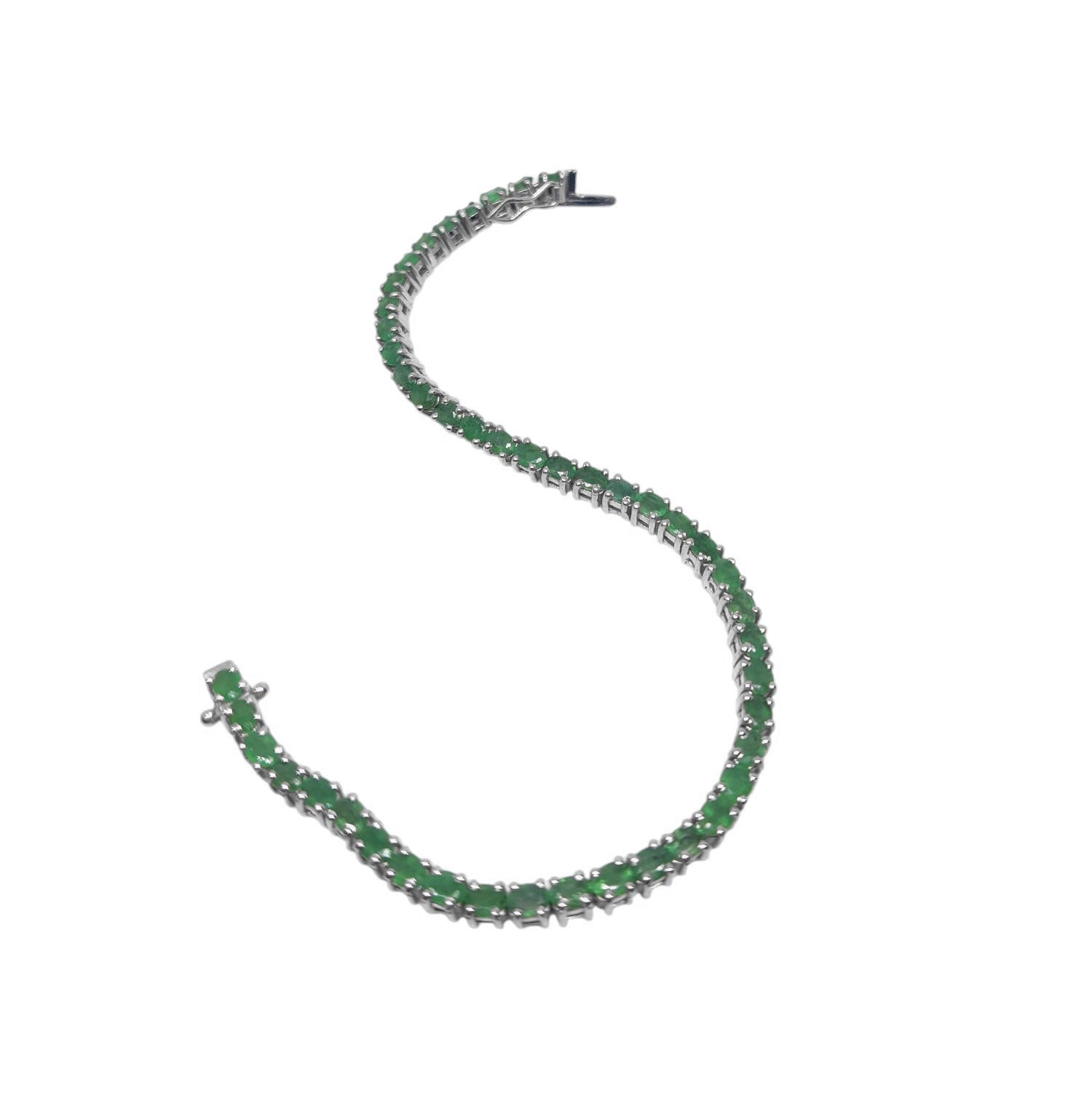 Sterling Silver Emerald Tennis Bracelet 3x4 mm Oval Emerald Birthstone Bracelet May Birthstone Bracelet Oval Emerald Bracelet Natural Emerald