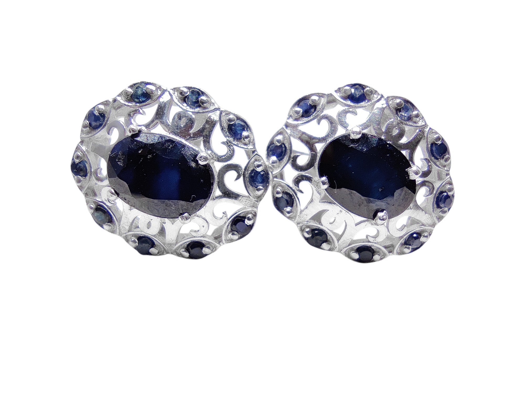 925 Silver Blue Sapphire Cufflinks High Quality Blue Sapphire Cufflink Cluster Cuffllink 3.10 Ct Blue Sapphire Wedding Cufflink Bestman Cufflink