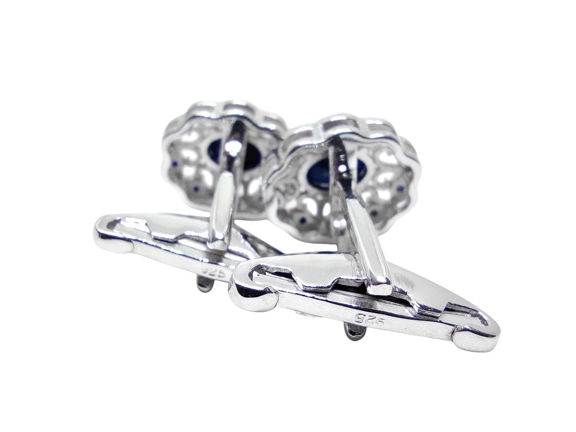 925 Silver Blue Sapphire Cufflinks High Quality Blue Sapphire Cufflink Cluster Cuffllink 3.10 Ct Blue Sapphire Wedding Cufflink Bestman Cufflink