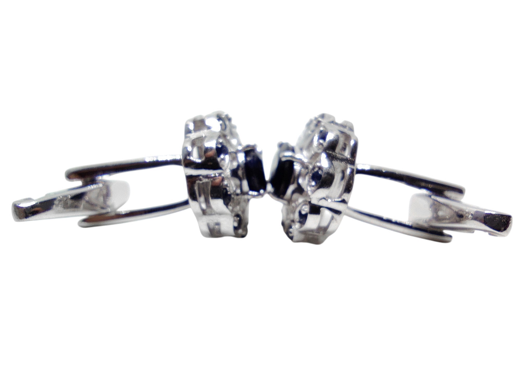 925 Silver Blue Sapphire Cufflinks High Quality Blue Sapphire Cufflink Cluster Cuffllink 3.10 Ct Blue Sapphire Wedding Cufflink Bestman Cufflink