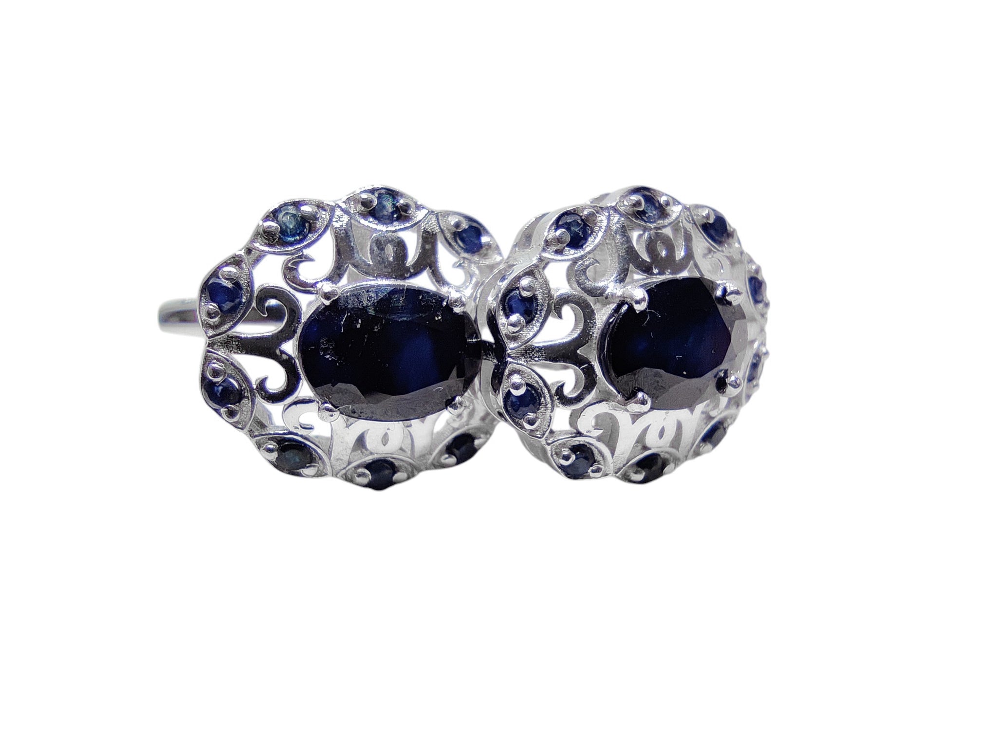 925 Silver Blue Sapphire Cufflinks High Quality Blue Sapphire Cufflink Cluster Cuffllink 3.10 Ct Blue Sapphire Wedding Cufflink Bestman Cufflink