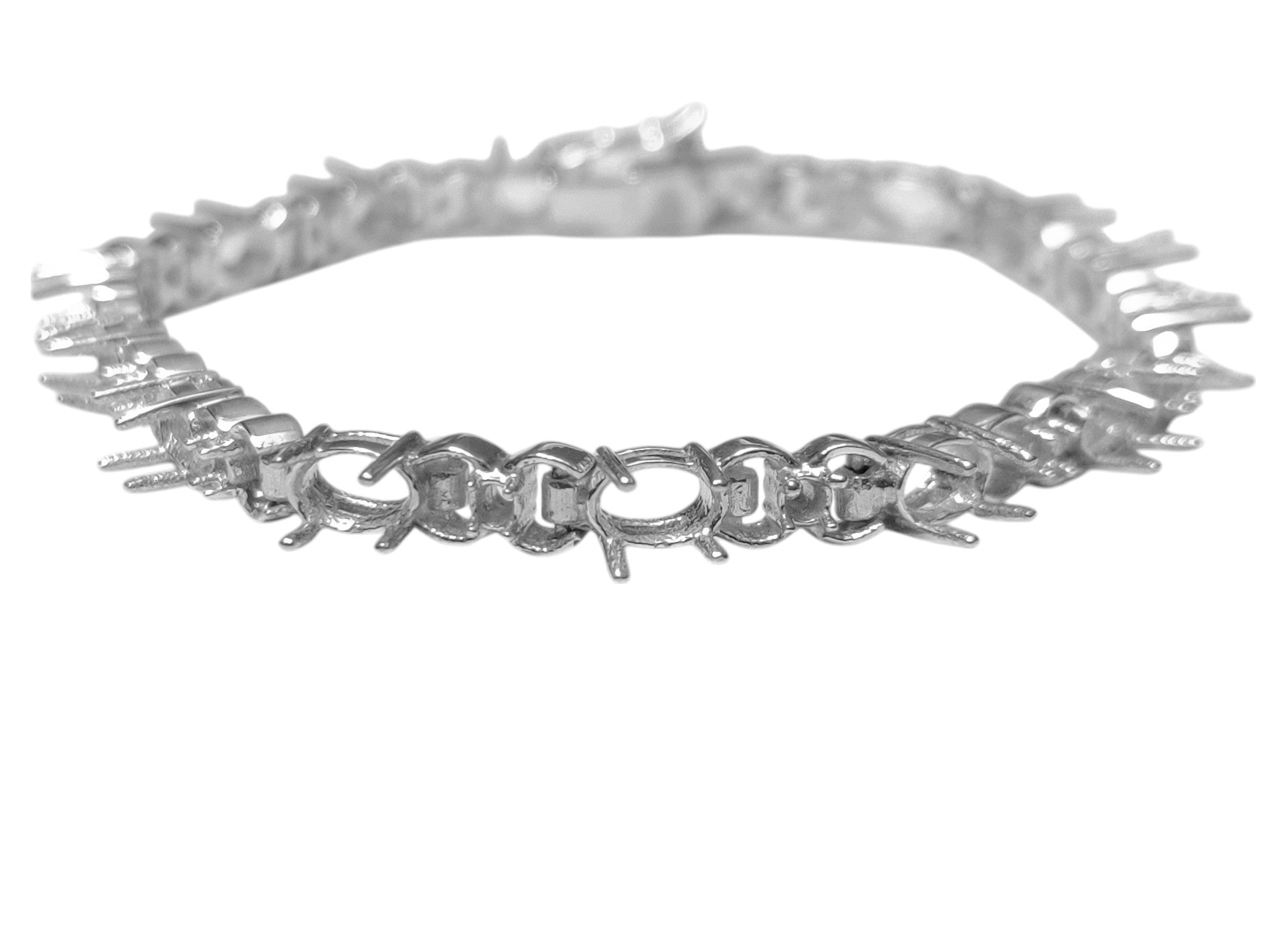 Designer 4x6 mm Oval Semi Mount Bracelet Oval Bracelet Blank Sterling Silver Semi Mount Bracelet Silver Bracelet Blank Silver Bracelet
