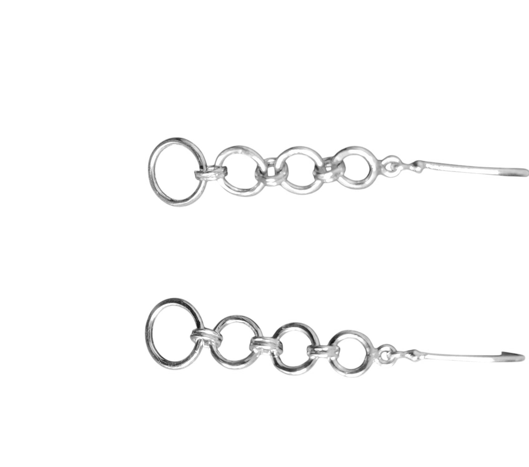 Geometric Drop Earrings Silver Round Geometric Earrings Geometic Dangle Earrings Silver Statement Drop Earrings Unique Minimalist Earrings