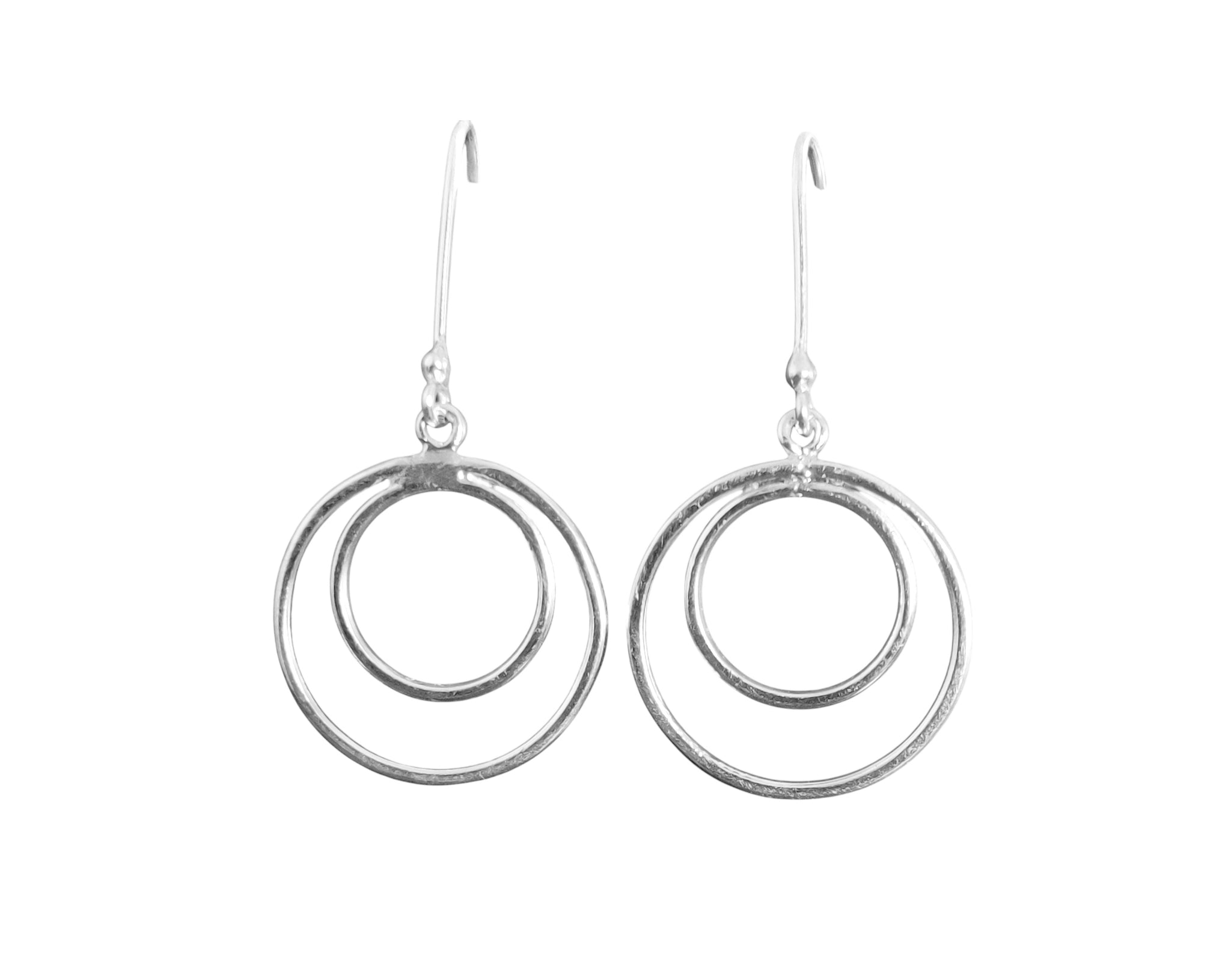 Silver Geometric Drop Earrings Round Geometric Earrings Geometic Dangle Earrings Silver Statement Drop Earrings Unique Minimalist Earrings