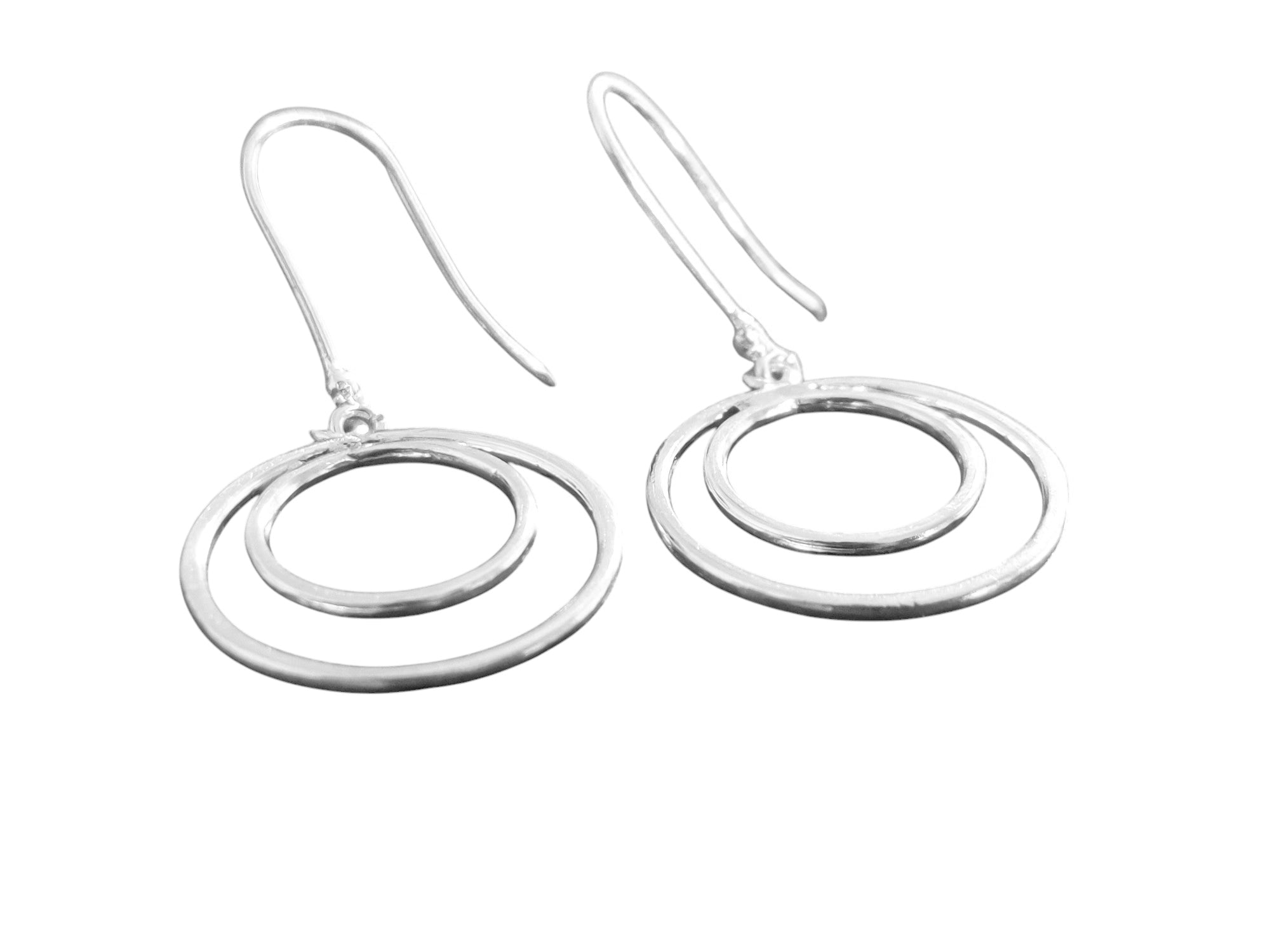 Silver Geometric Drop Earrings Round Geometric Earrings Geometic Dangle Earrings Silver Statement Drop Earrings Unique Minimalist Earrings