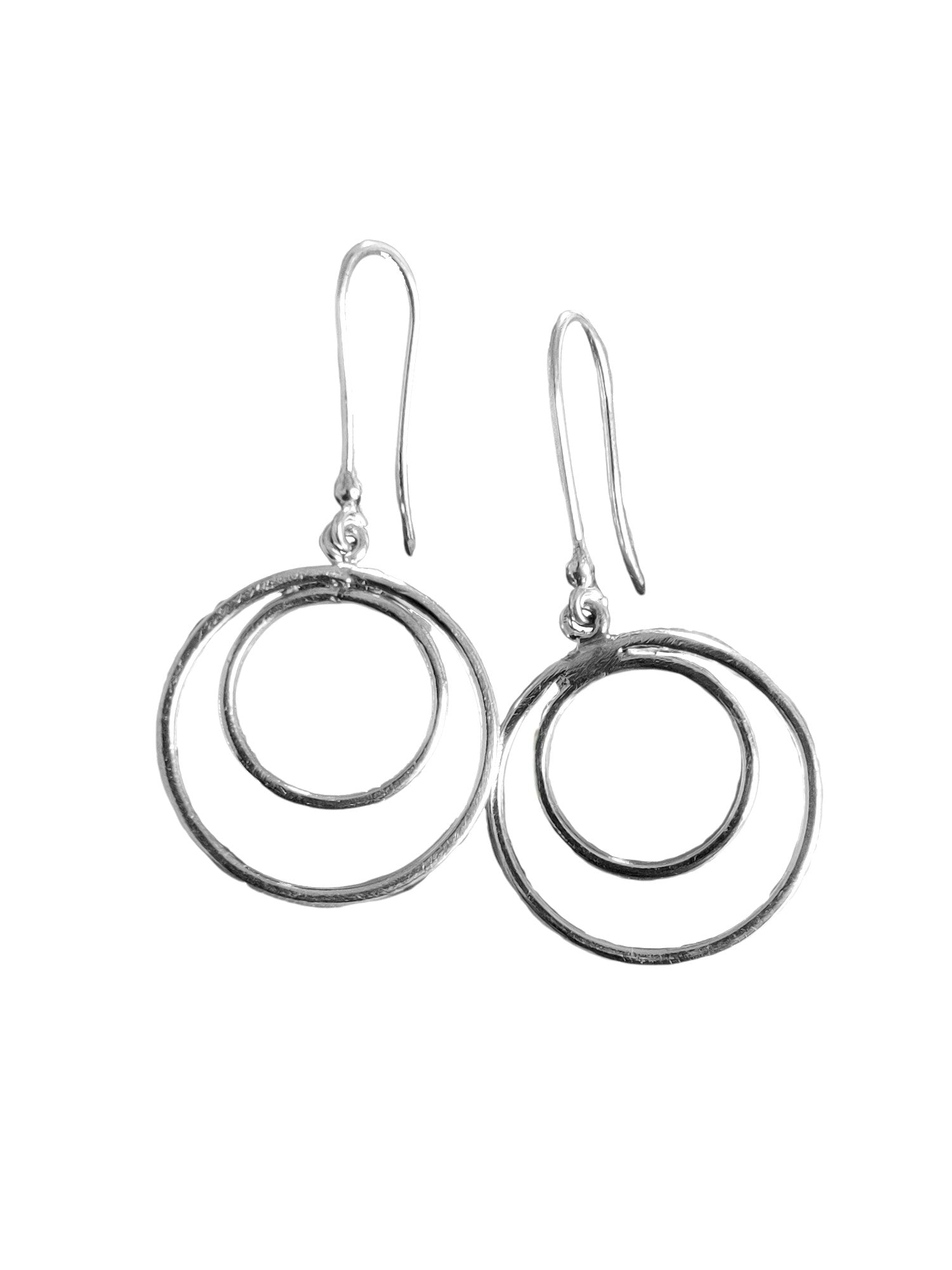 Silver Geometric Drop Earrings Round Geometric Earrings Geometic Dangle  Earrings Silver Statement Drop Earrings Unique Minimalist Earrings