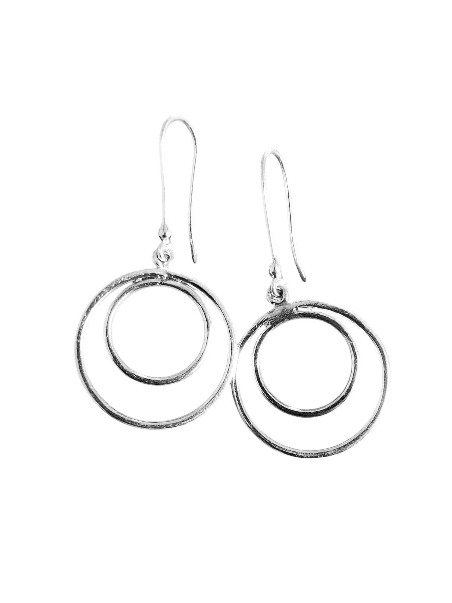 Silver Geometric Drop Earrings Round Geometric Earrings Geometic Dangle Earrings Silver Statement Drop Earrings Unique Minimalist Earrings