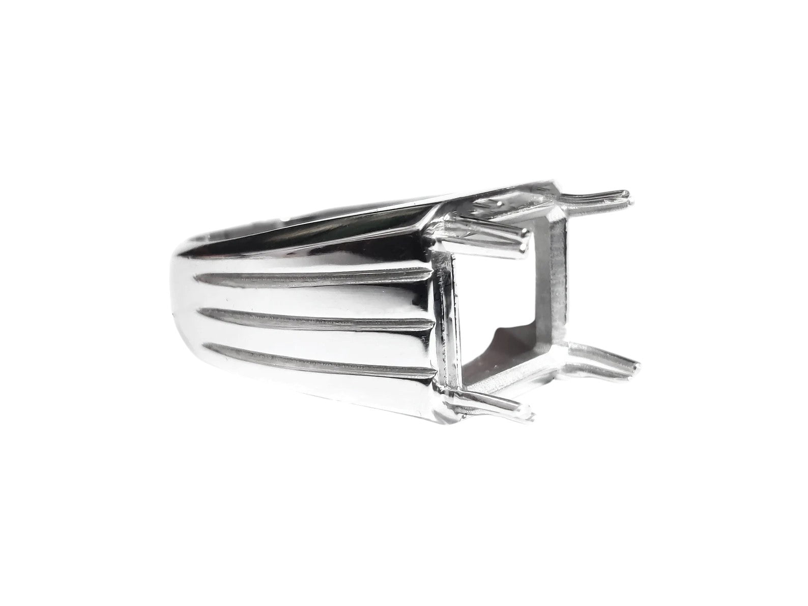 Solid Silver Mens Ring Setting 7,8,9,10 mm Square Ring Blanks Silver Square Semi Mount Ring 925 Silver Mens Ring Blanks Square Stone Ring