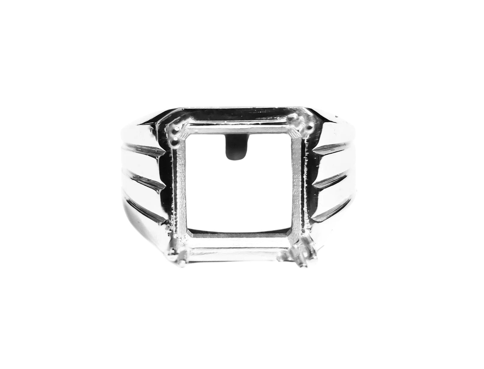 Solid Silver Mens Ring Setting 7,8,9,10 mm Square Ring Blanks Silver Square Semi Mount Ring 925 Silver Mens Ring Blanks Square Stone Ring