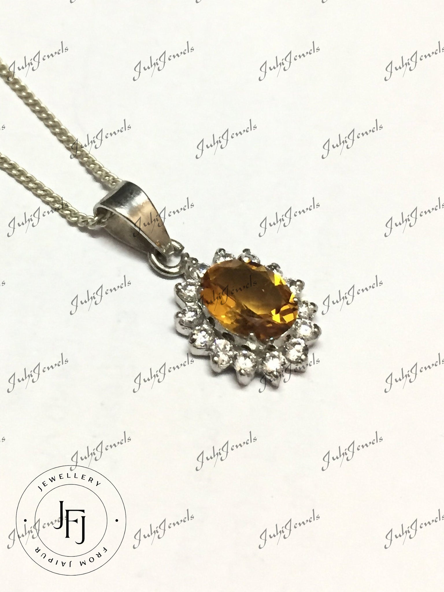 Silver Citrine Necklace Citrine Pendant 1.5 CT Citrine Pendant Tiny Citrine Pendant Dainty Citrine Necklace November Birthstone Pendant