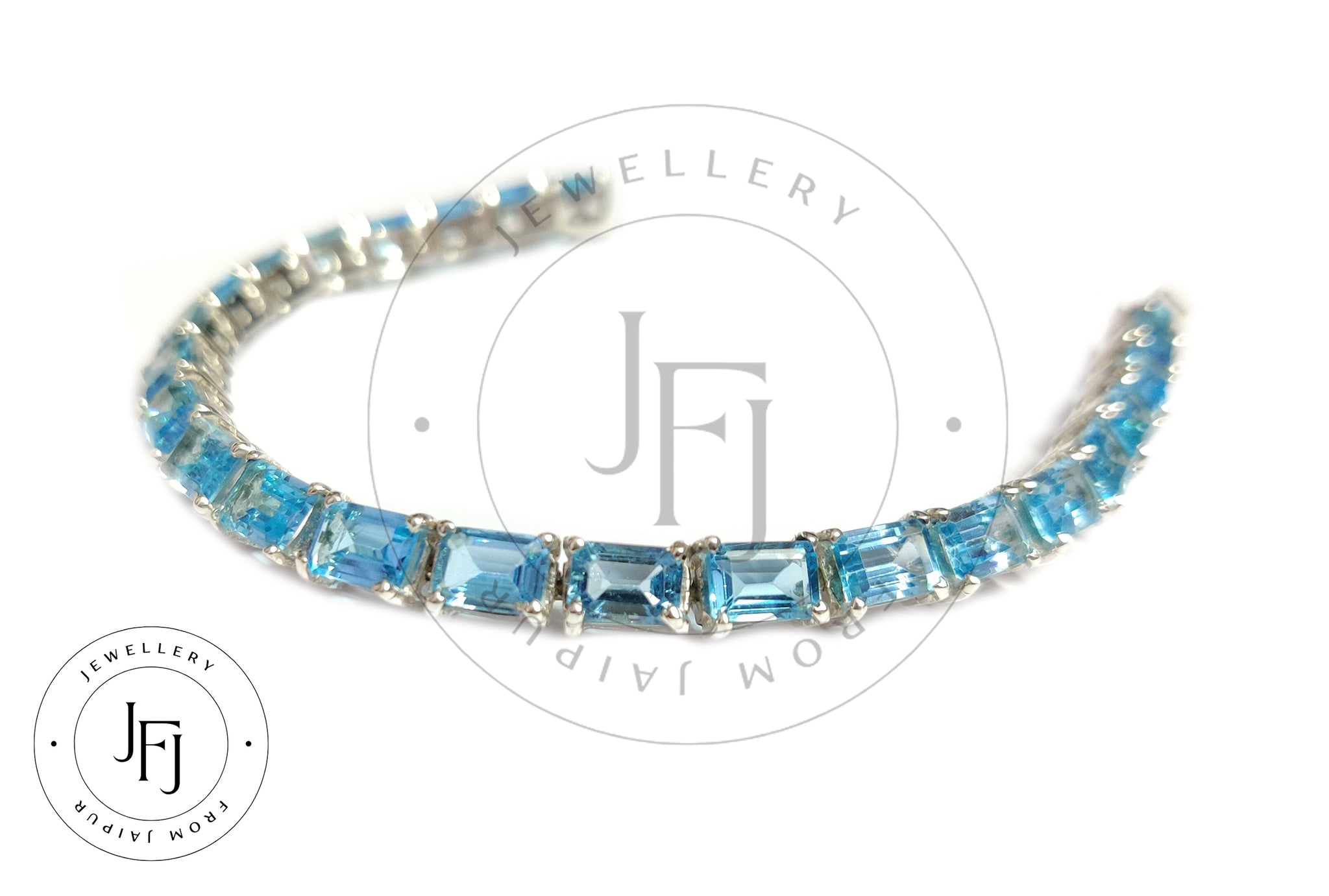 AAA Blue Topaz Bracelet Silver Luxury Bracelet Natural Swiss Blue Topaz Bracelet  23 Ct Swiss Topaz Bracelet November Birthstone Bracelet