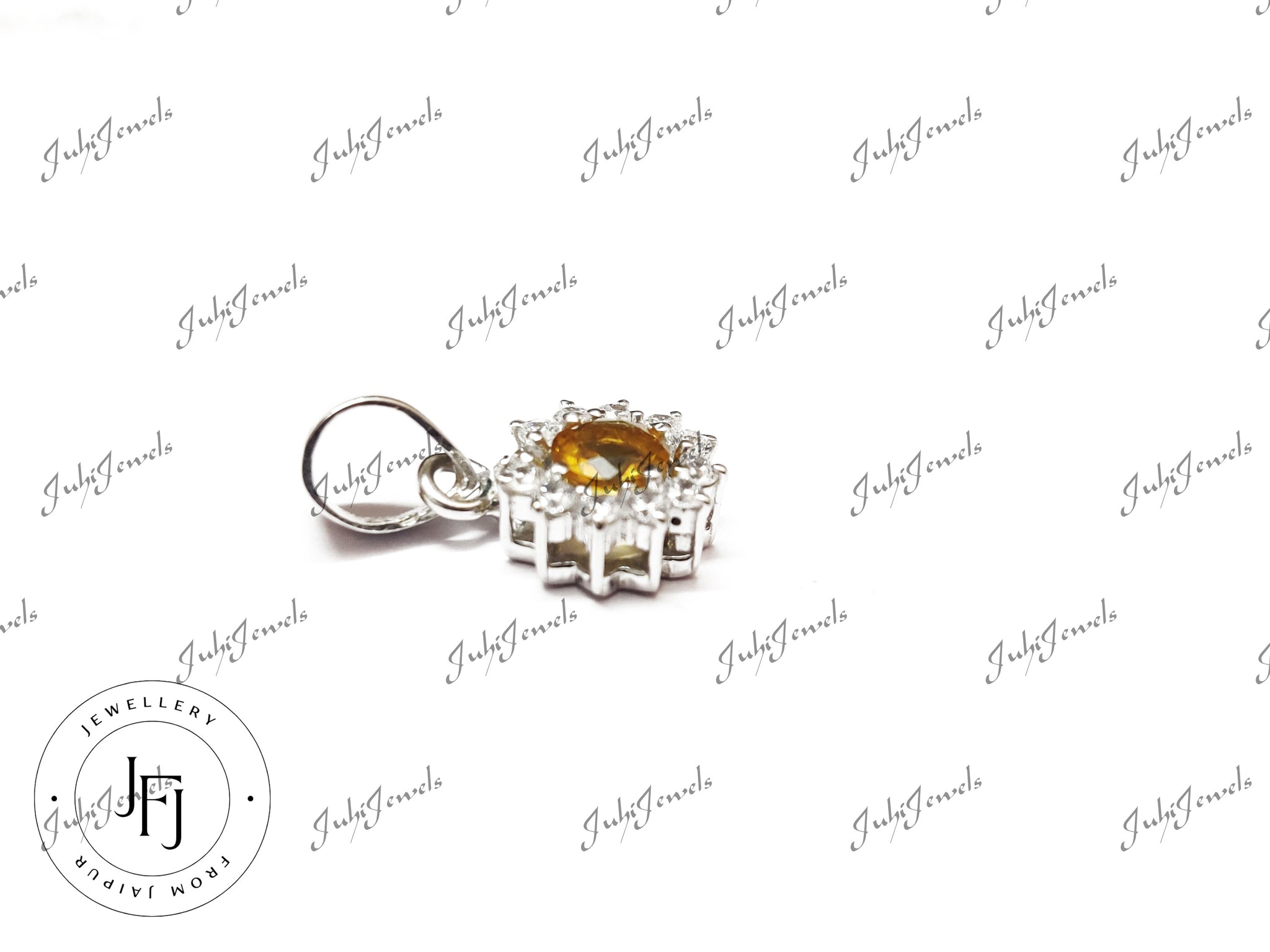 Silver Citrine Pendant Citrine Cluster Pendant 5 mm Round Natural Citrine Pendant Citrine Charm Pendant Necklace Genuine Citrine Pendant