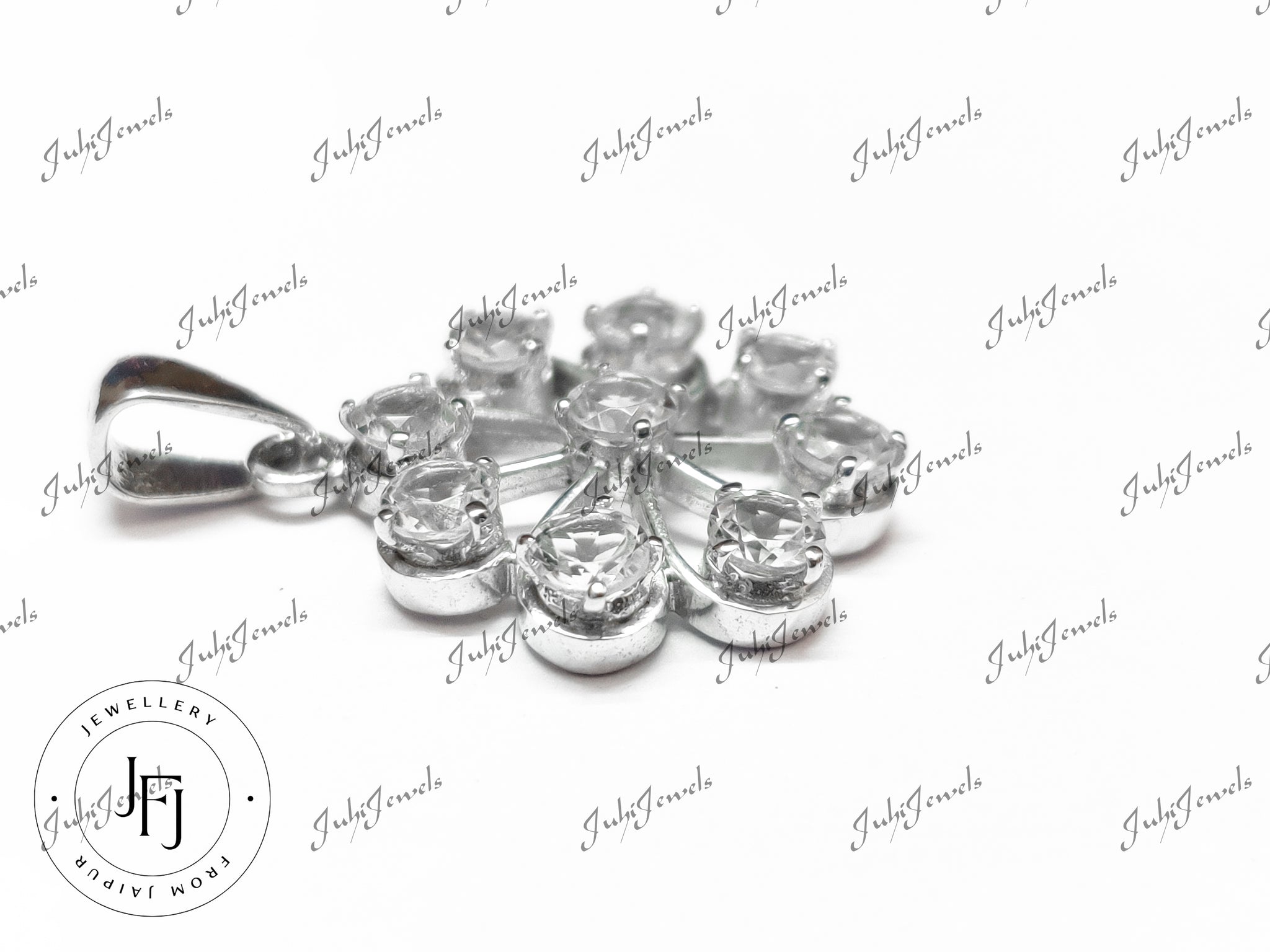 Silver White Topaz Pendant High Quality 4 Ct Natural White Topaz Pendant Flower Topaz Pendant 925 Sterling Silver Topaz Jewelry