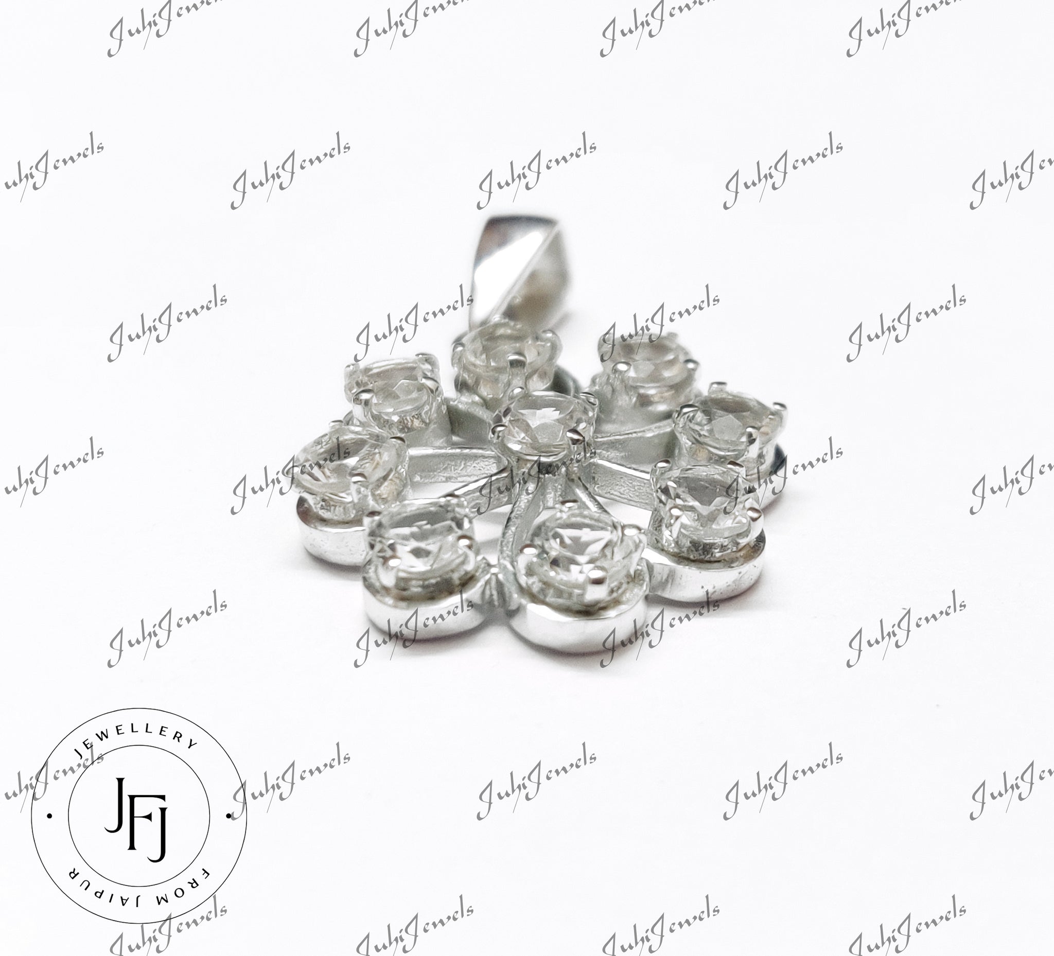 Silver White Topaz Pendant High Quality 4 Ct Natural White Topaz Pendant Flower Topaz Pendant 925 Sterling Silver Topaz Jewelry