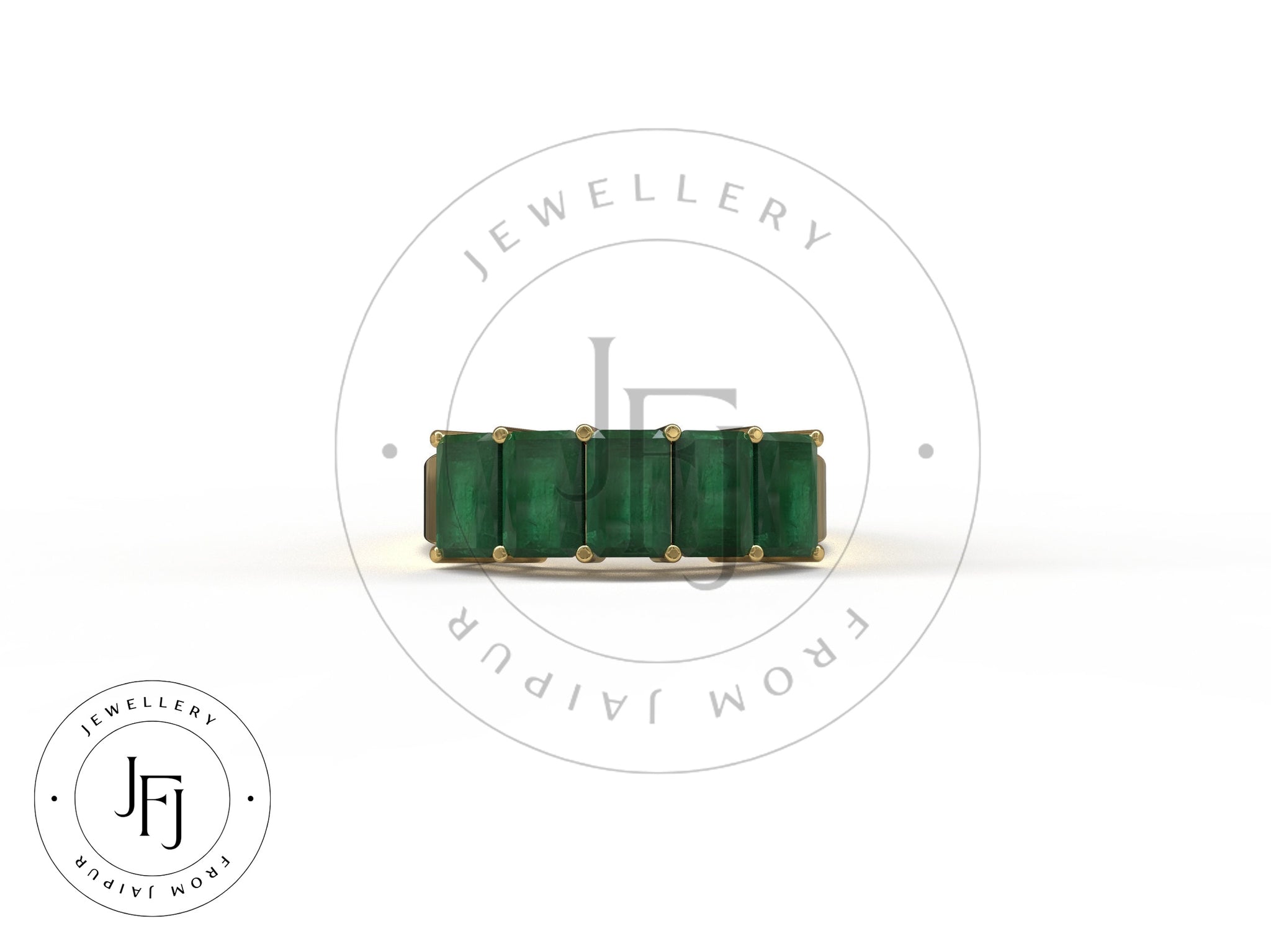 14K Gold Emerald Engagement Band 4x6 mm Octagon 3 Ct Emerald Wedding Band Natural Emerald Engagement Ring 14K Gold Emerald Anniversary Ring