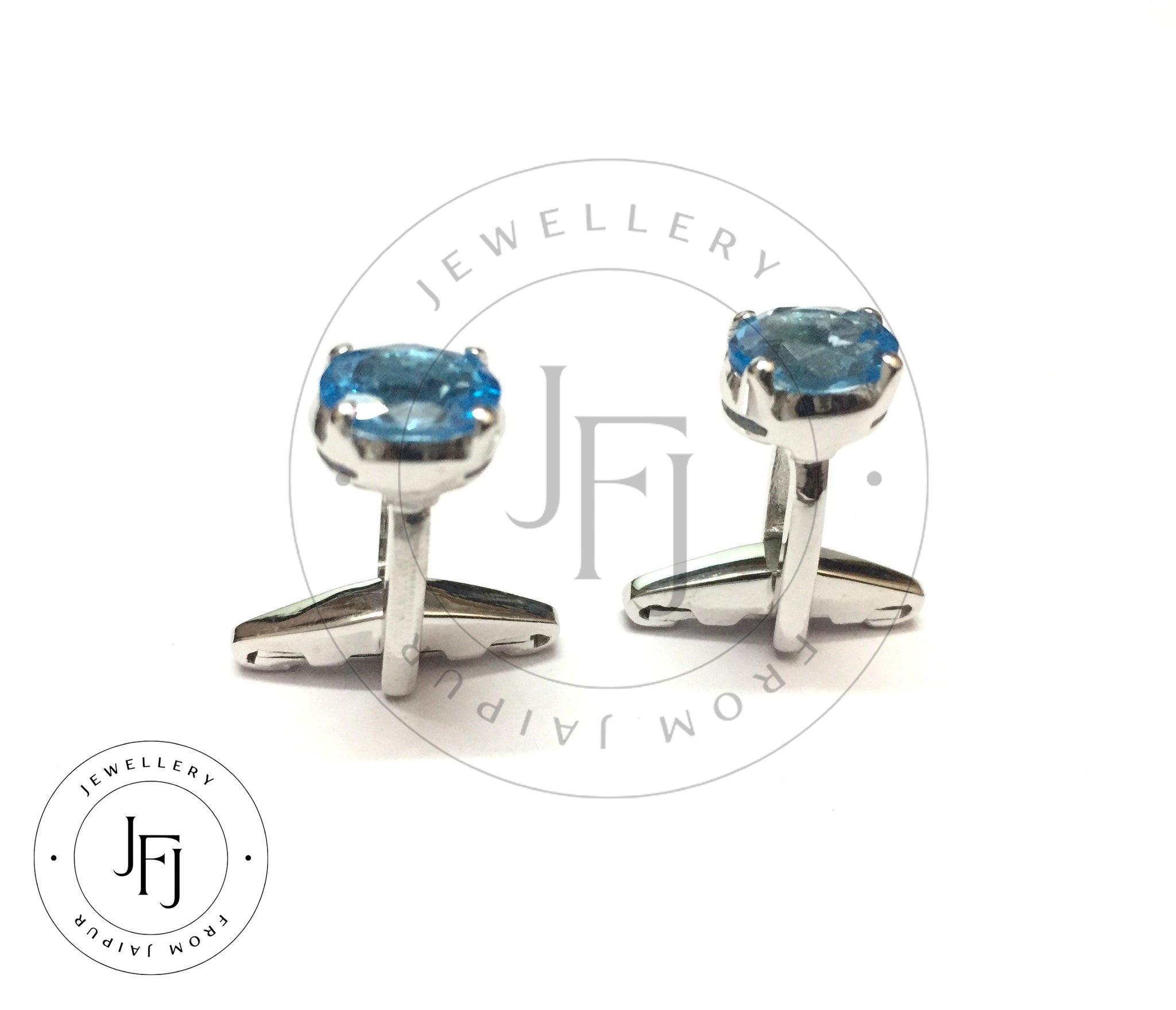 Silver Blue Topaz Cufflinks 7x9 mm Oval Blue Topaz Wedding Cufflinks Best Man Cufflinks Groomsmen Cufflinks Fathers Day Gift