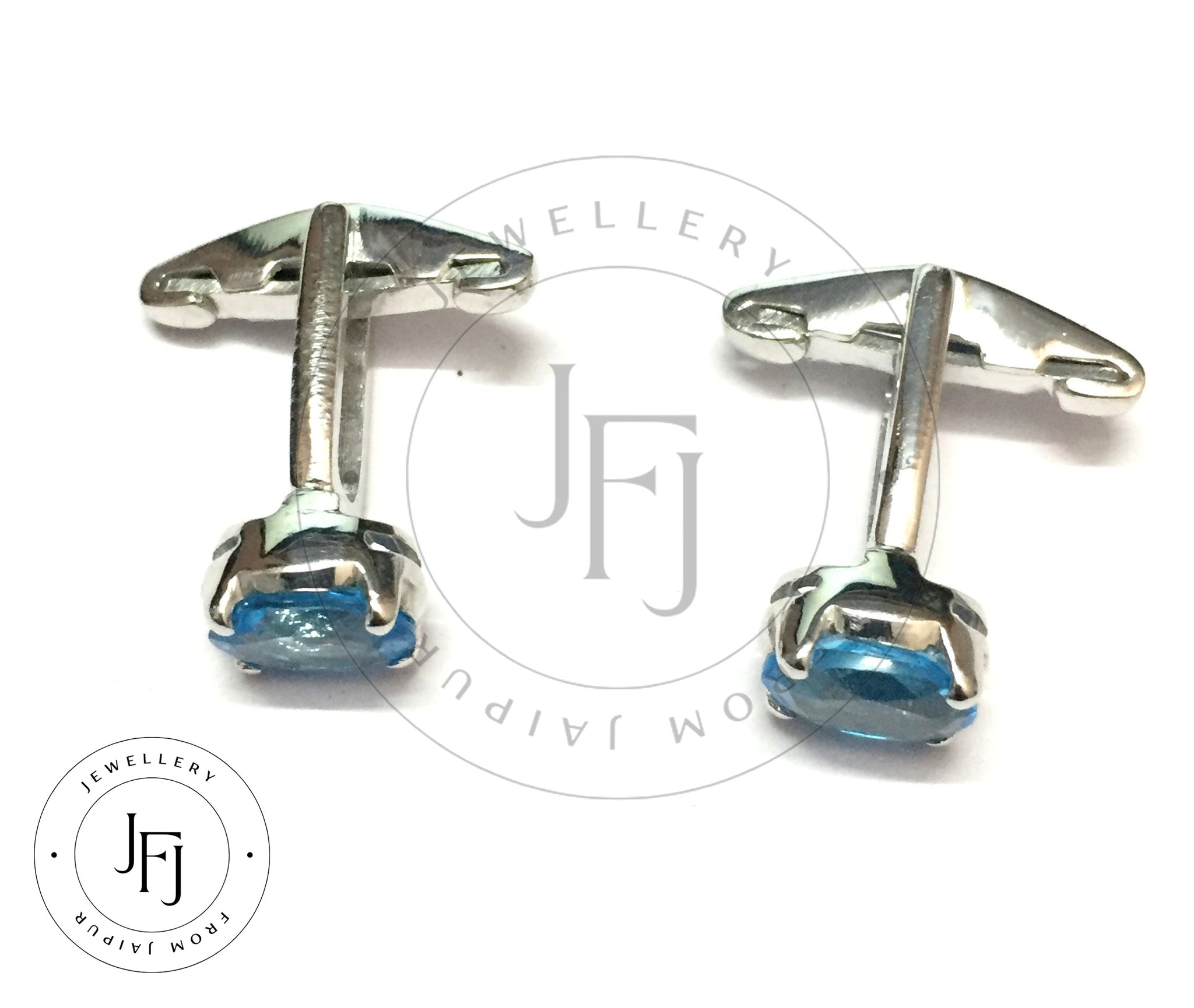 Silver Blue Topaz Cufflinks 7x9 mm Oval Blue Topaz Wedding Cufflinks Best Man Cufflinks Groomsmen Cufflinks Fathers Day Gift