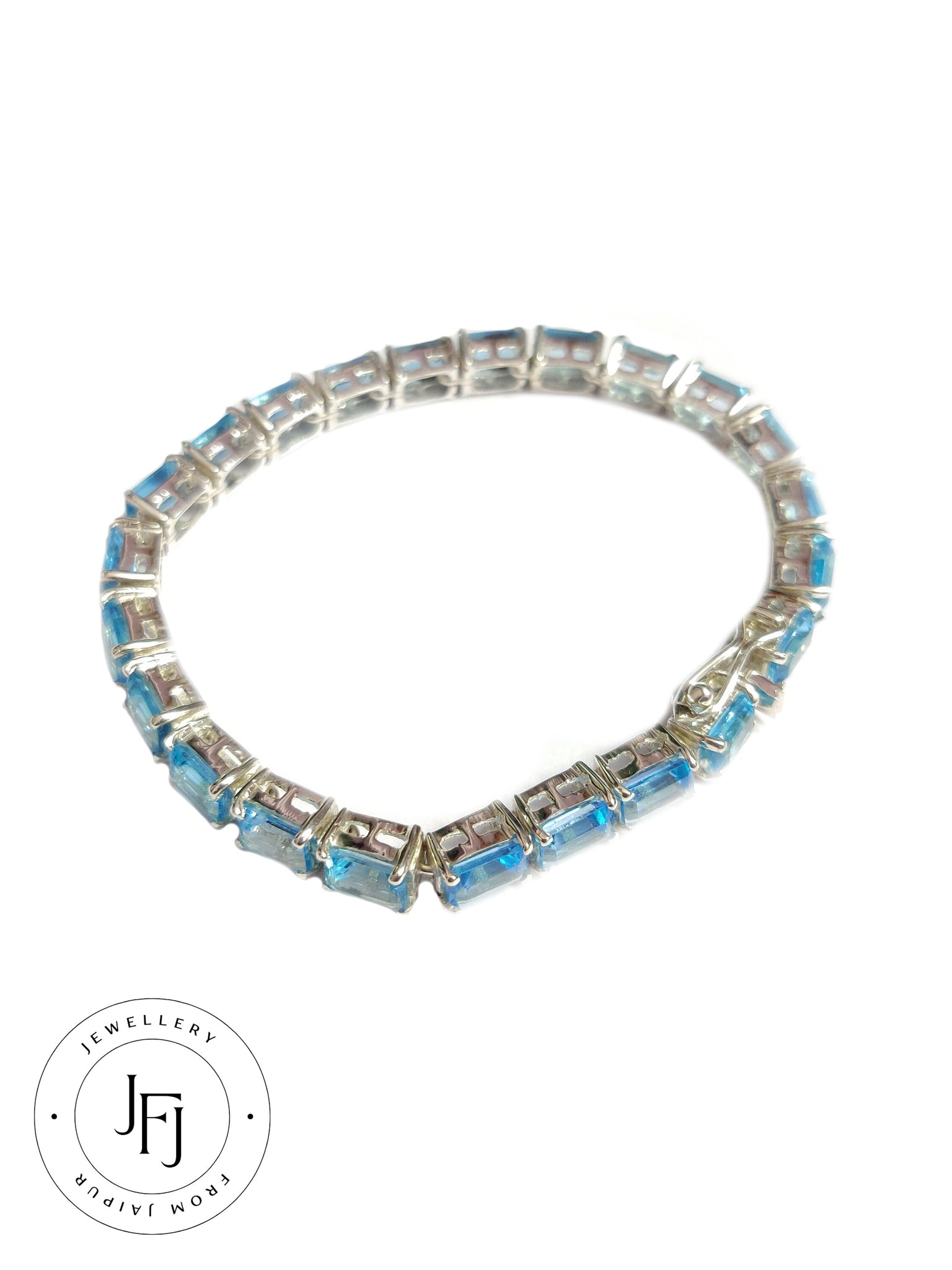AAA Blue Topaz Bracelet Silver Luxury Bracelet Natural Swiss Blue Topaz Bracelet  23 Ct Swiss Topaz Bracelet November Birthstone Bracelet
